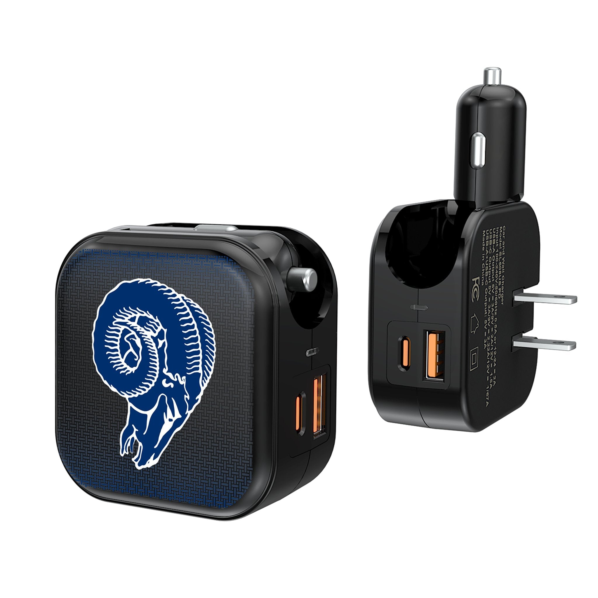 Los Angeles Rams Historic Collection Linen 2 in 1 USB A/C Charger - Sports Gifts, Sports Memorabilia, Sports Collectibles, Fan Shop