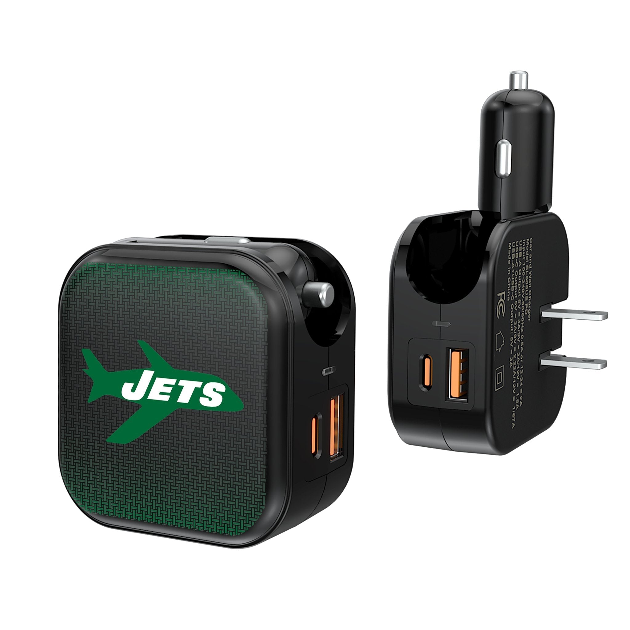 New York Jets 1963 Historic Collection Linen 2 in 1 USB A/C Charger - Sports Gifts, Sports Memorabilia, Sports Collectibles, Fan Shop