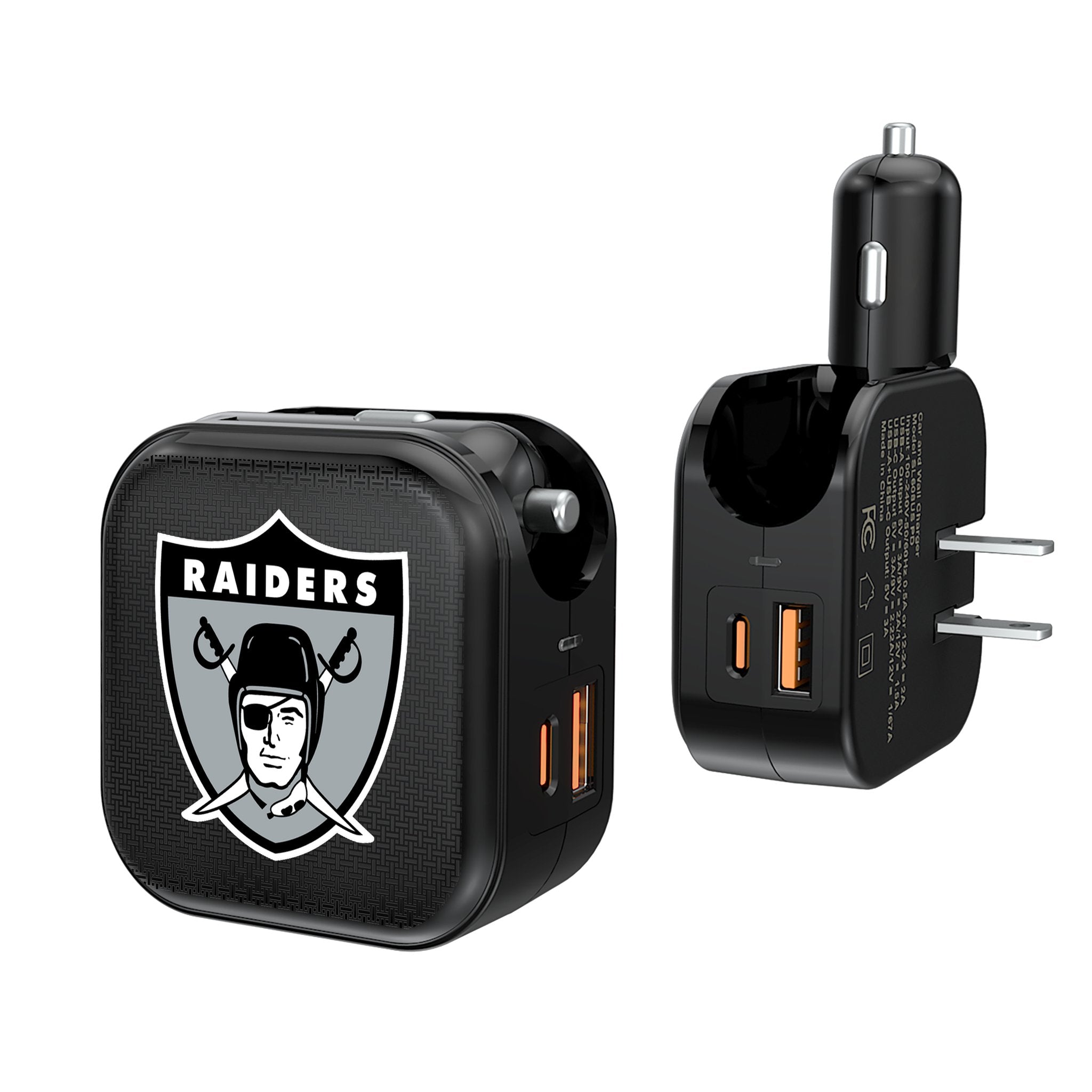 Oakland Raiders 1963 Historic Collection Linen 2 in 1 USB A/C Charger - Sports Gifts, Sports Memorabilia, Sports Collectibles, Fan Shop