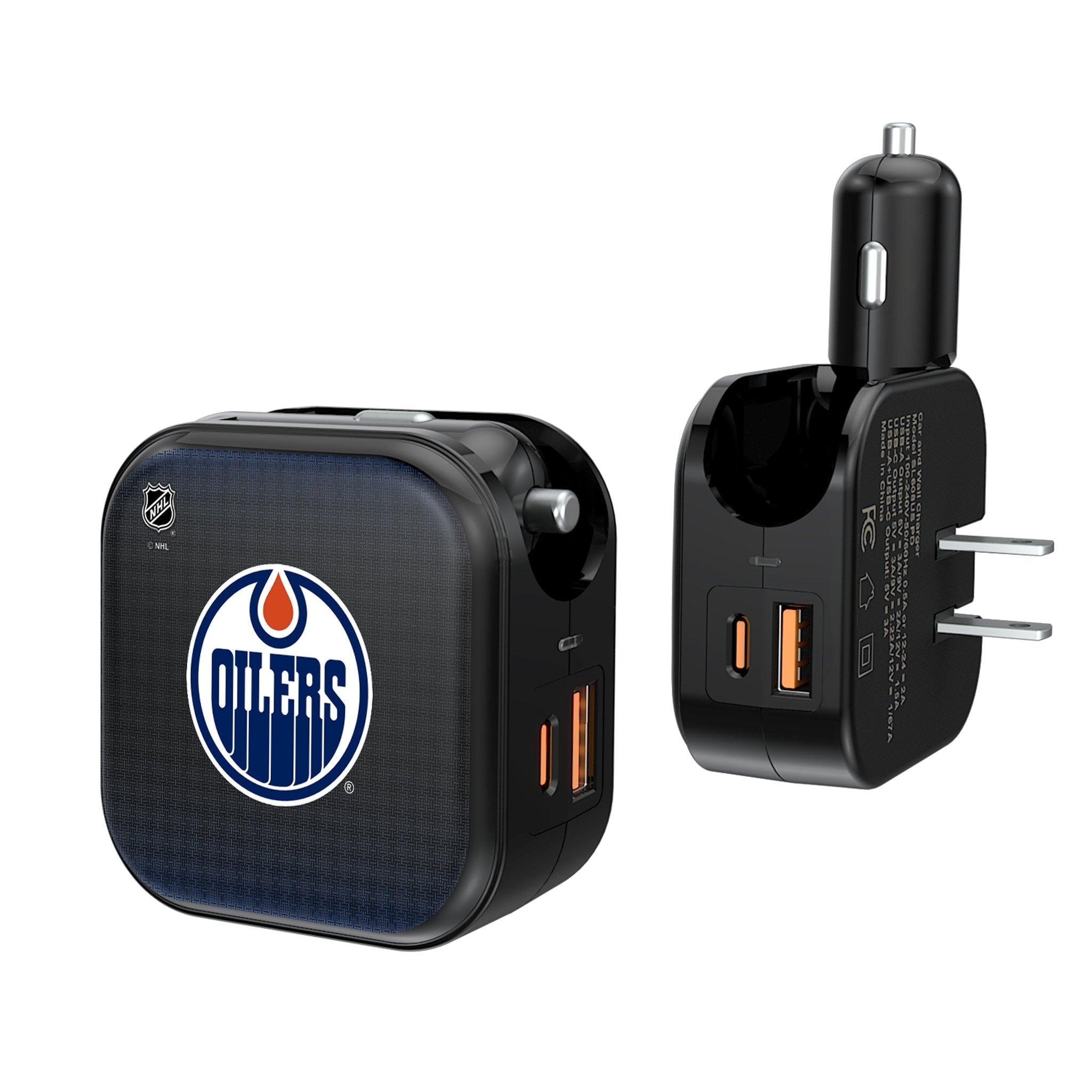 Edmonton Oilers Linen 2 in 1 USB A/C Charger - Sports Gifts, Sports Memorabilia, Sports Collectibles, Fan Shop