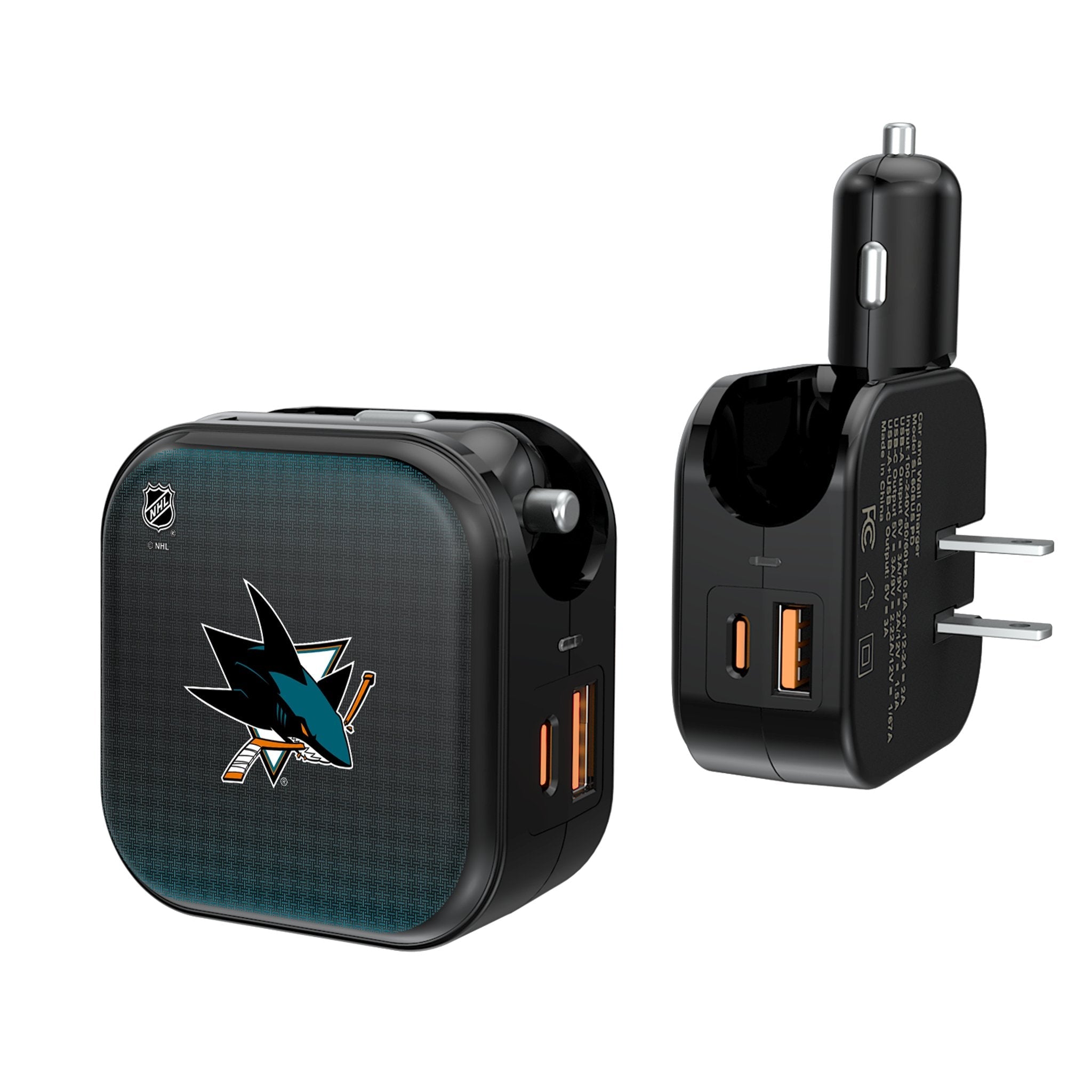 San Jose Sharks Linen 2 in 1 USB A/C Charger - Sports Gifts, Sports Memorabilia, Sports Collectibles, Fan Shop