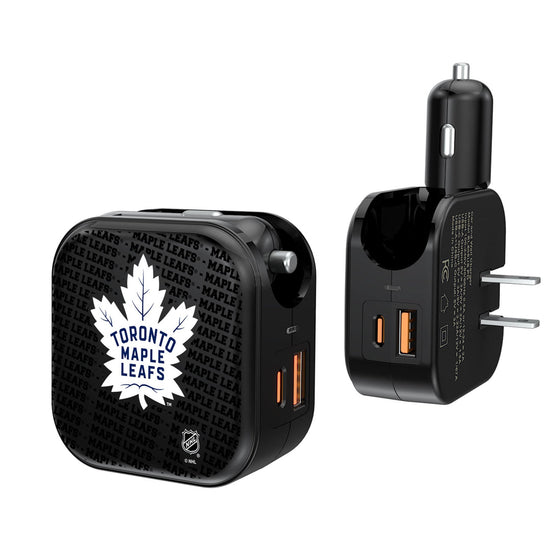 Toronto Maple Leafs Text Backdrop 2 in 1 USB A/C Charger - Sports Gifts, Sports Memorabilia, Sports Collectibles, Fan Shop