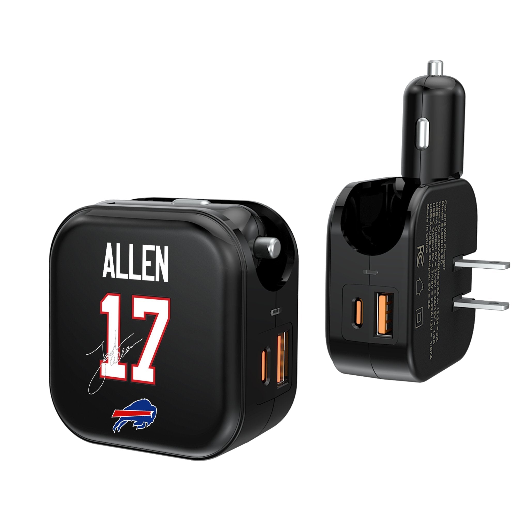 Josh Allen Buffalo Bills 17 Ready 2 in 1 USB A/C Charger - Sports Gifts, Sports Memorabilia, Sports Collectibles, Fan Shop
