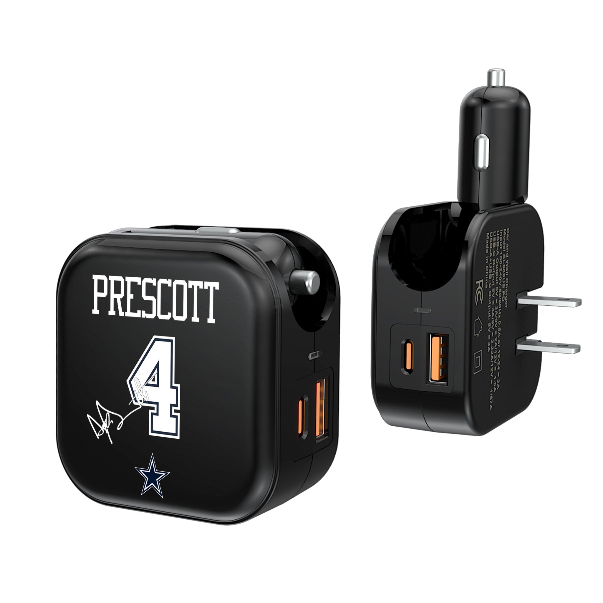 Dak Prescott Dallas Cowboys 4 Ready 2 in 1 USB A/C Charger - Sports Gifts, Sports Memorabilia, Sports Collectibles, Fan Shop