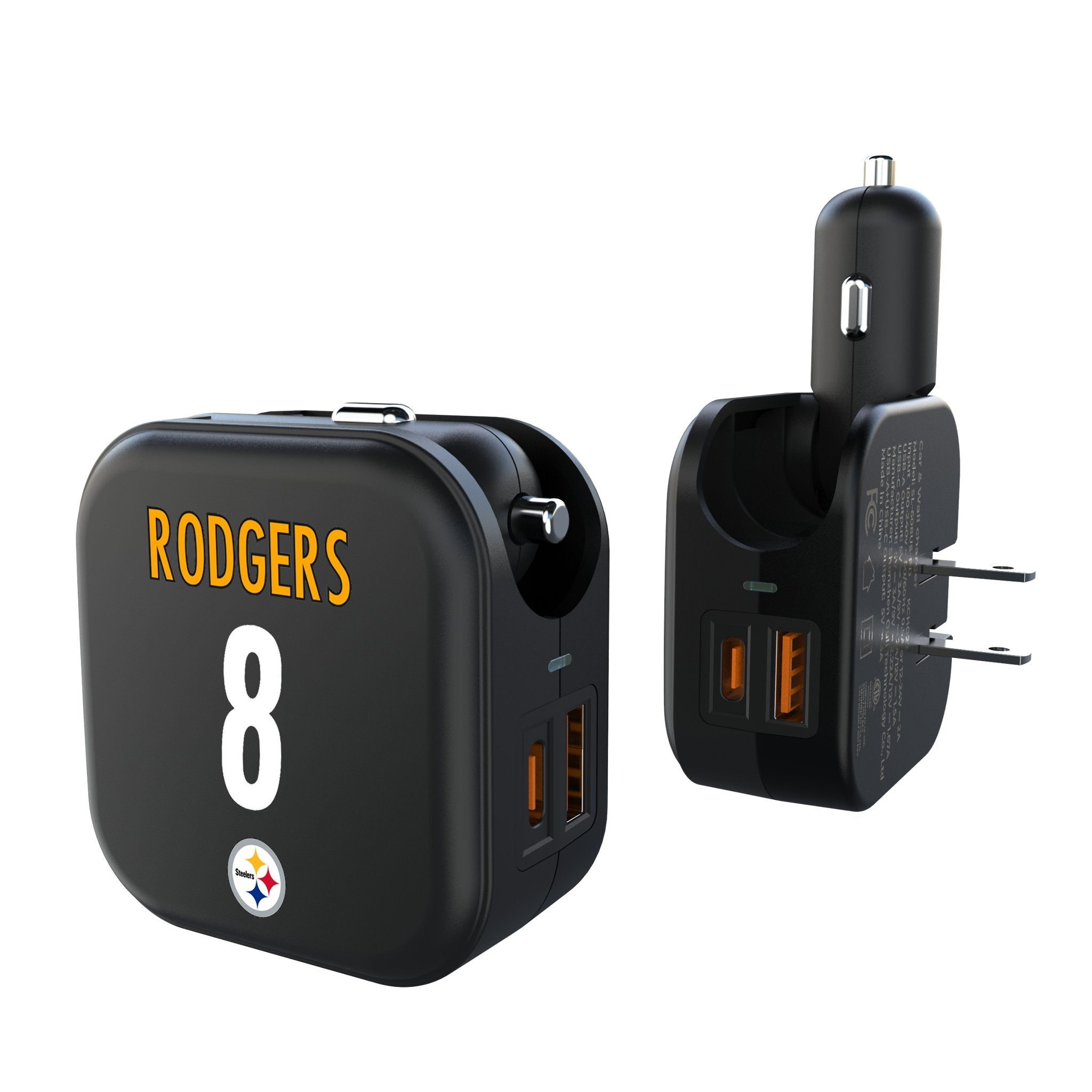 Aaron Rodgers Pittsburgh Steelers 8 Game Tactic 2 in 1 USB A/C Charger - Sports Gifts, Sports Memorabilia, Sports Collectibles, Fan Shop
