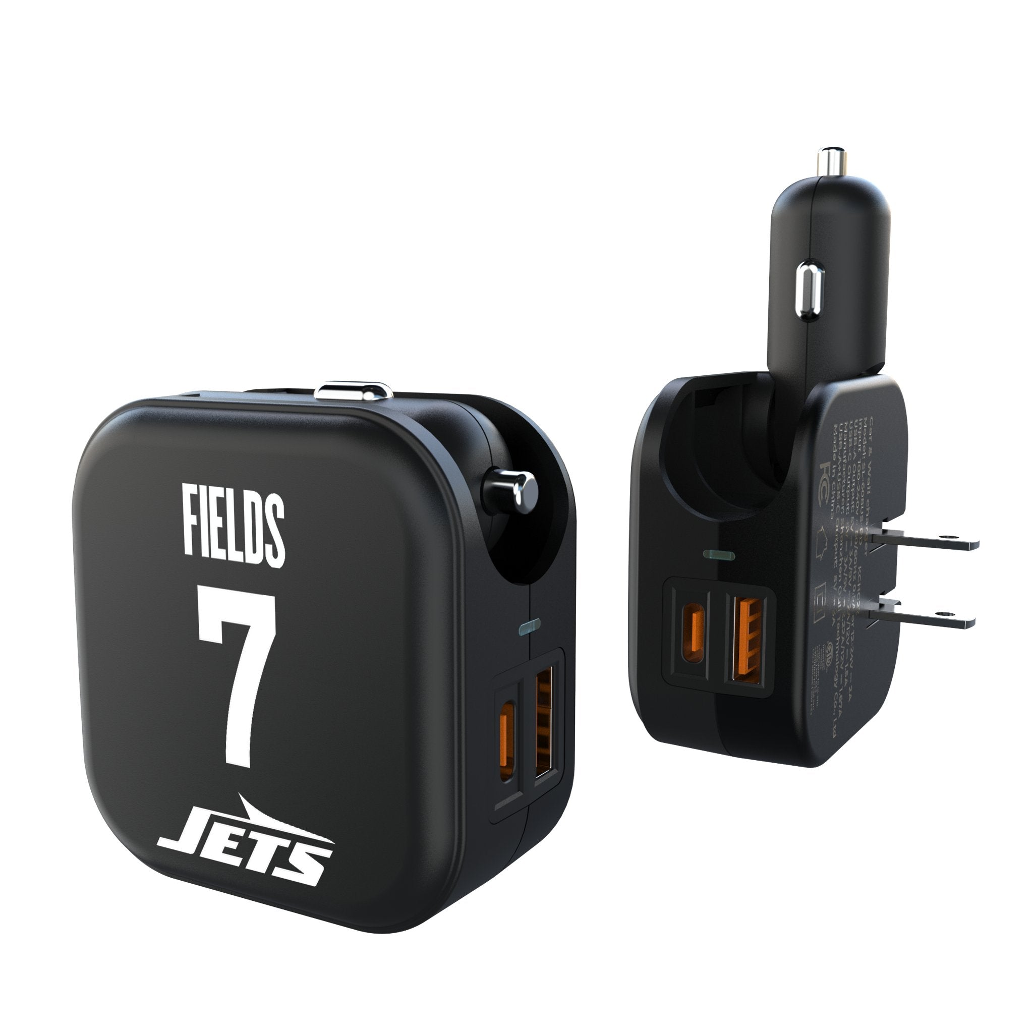 Justin Fields New York Jets 7 Game Tactic 2 in 1 USB A/C Charger - Sports Gifts, Sports Memorabilia, Sports Collectibles, Fan Shop