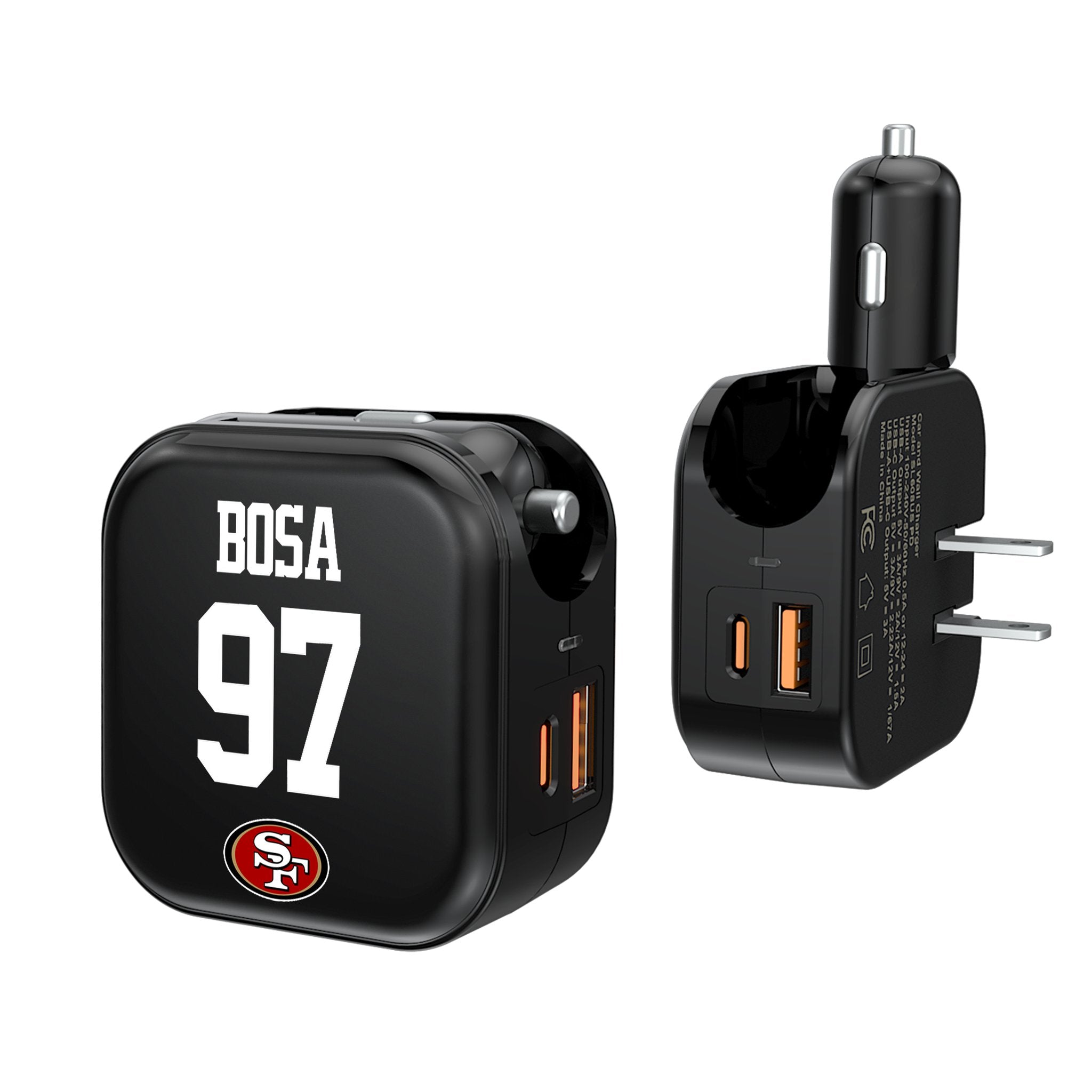 Nick Bosa San Francisco 49ers 97 Ready 2 in 1 USB A/C Charger - Sports Gifts, Sports Memorabilia, Sports Collectibles, Fan Shop