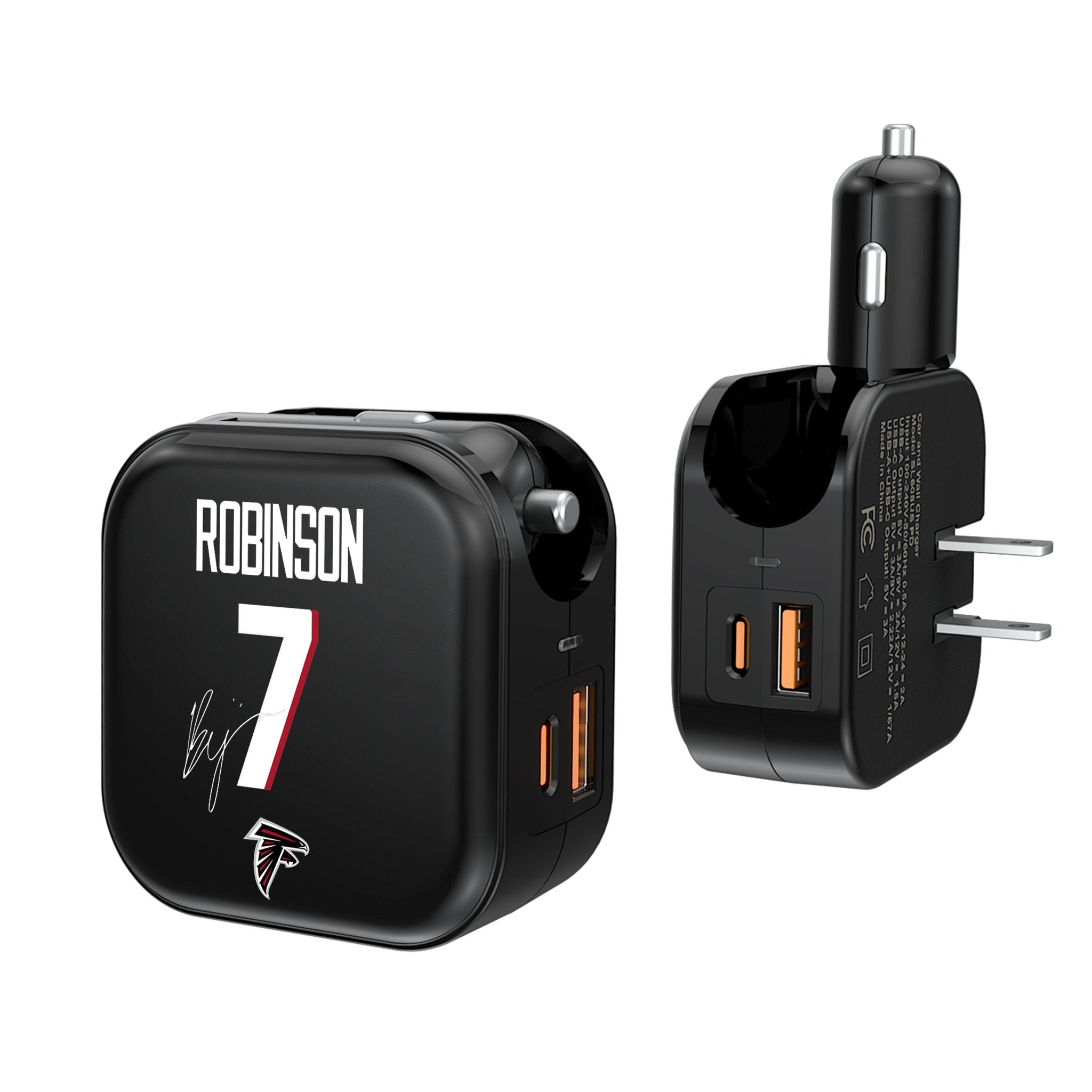 Bijan Robinson Atlanta Falcons 7 Ready 2 in 1 USB A/C Charger - Sports Gifts, Sports Memorabilia, Sports Collectibles, Fan Shop