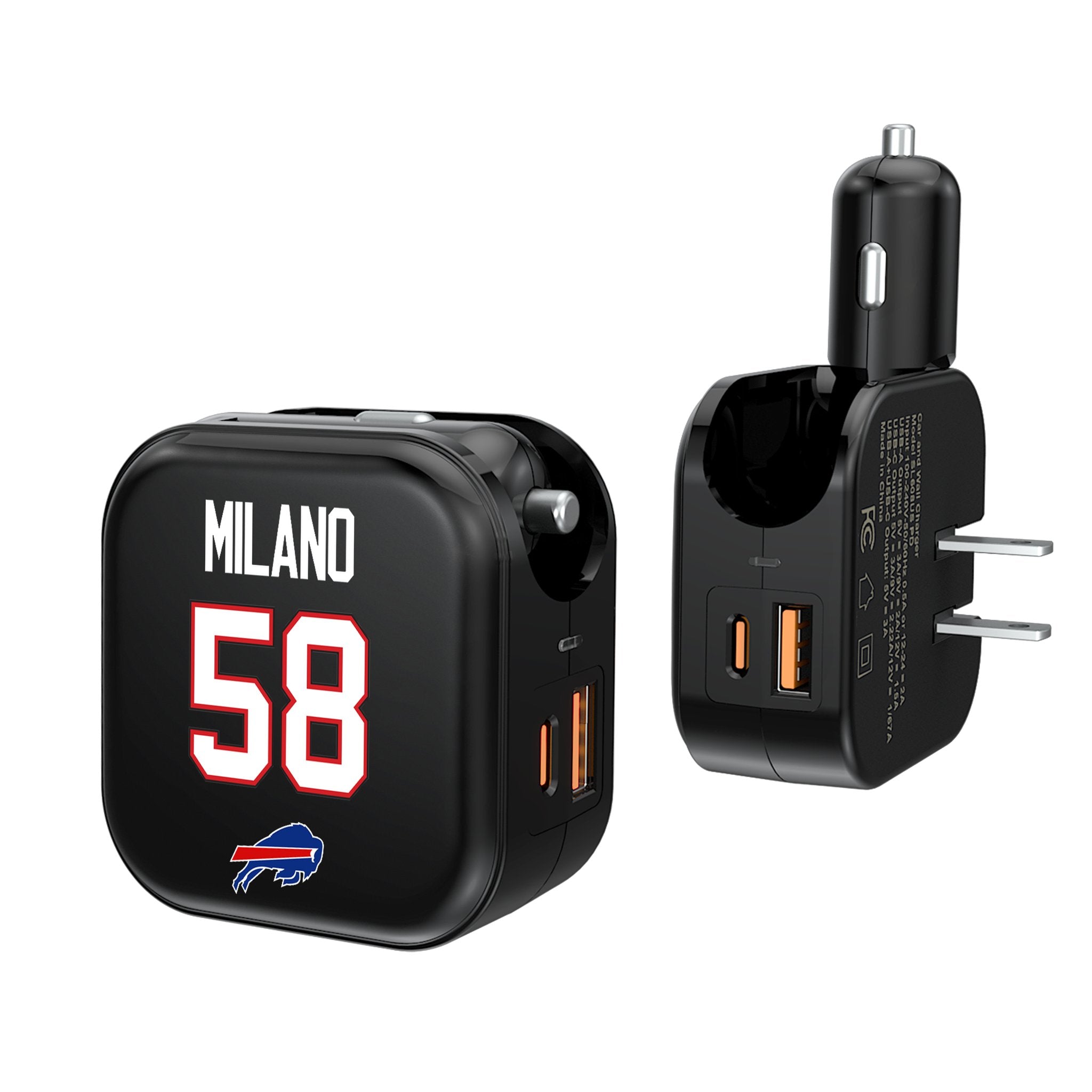 Matt Milano Buffalo Bills 58 Ready 2 in 1 USB A/C Charger - Sports Gifts, Sports Memorabilia, Sports Collectibles, Fan Shop