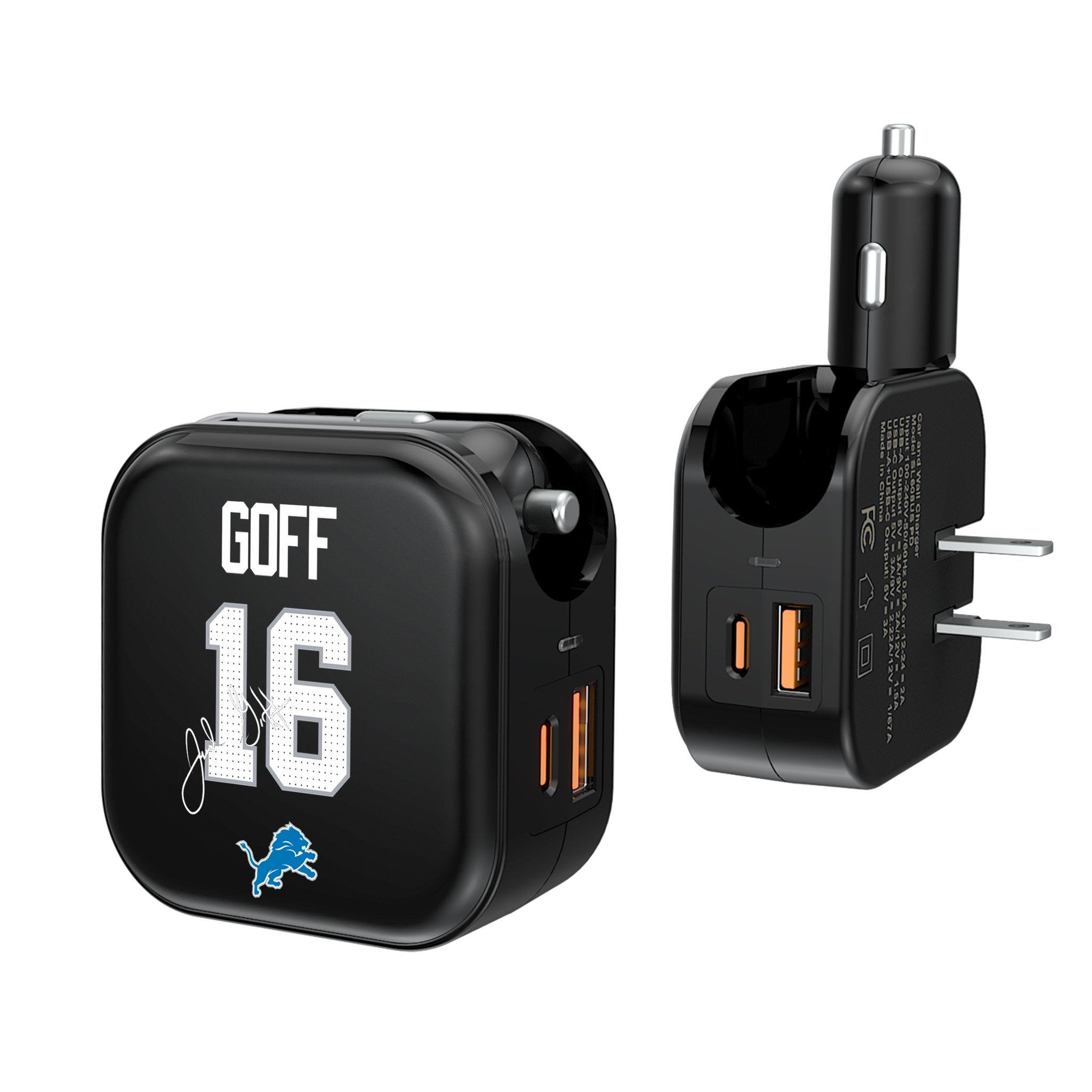 Jared Goff Detroit Lions 16 Ready 2 in 1 USB A/C Charger - Sports Gifts, Sports Memorabilia, Sports Collectibles, Fan Shop