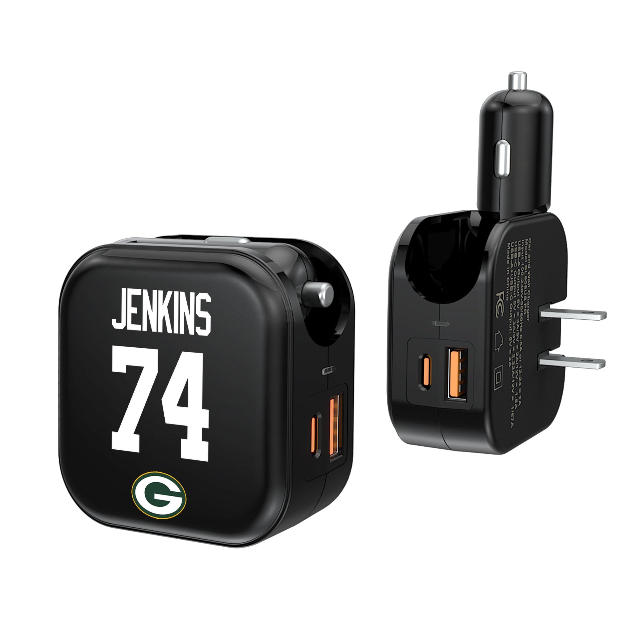 Elgton Jenkins Green Bay Packers 74 Ready 2 in 1 USB A/C Charger - Sports Gifts, Sports Memorabilia, Sports Collectibles, Fan Shop
