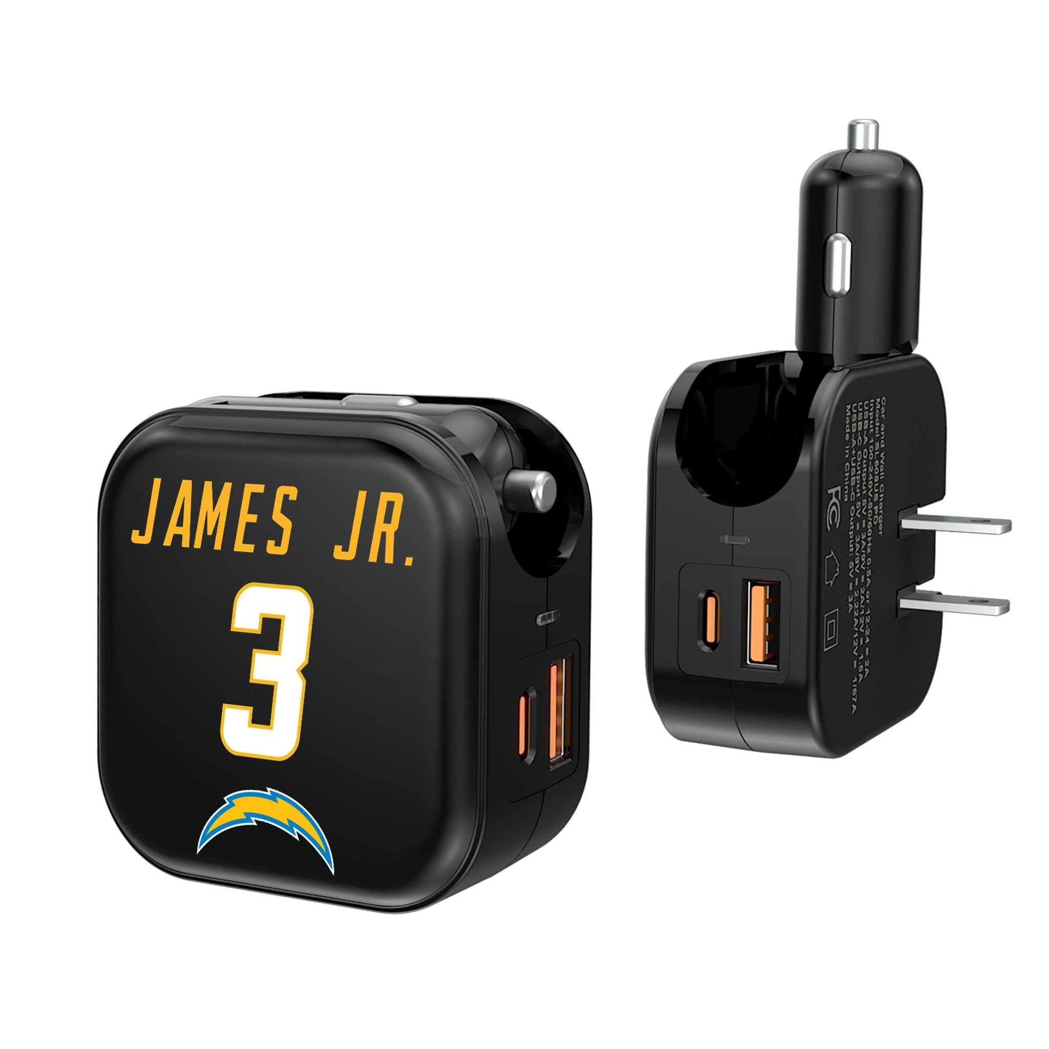 Derwin James Jr. Los Angeles Chargers 3 Ready 2 in 1 USB A/C Charger - Sports Gifts, Sports Memorabilia, Sports Collectibles, Fan Shop