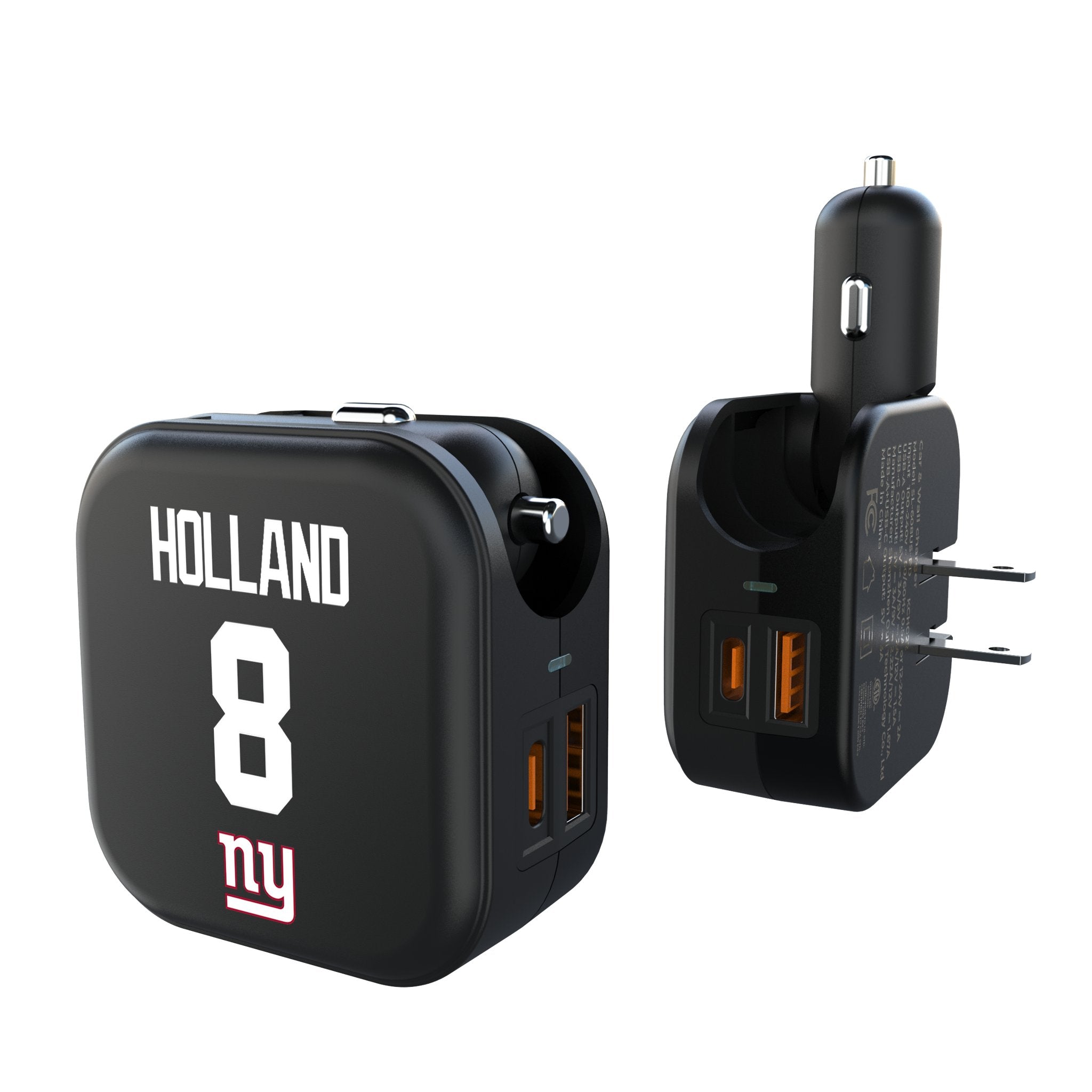 Jevon Holland New York Giants 8 Game Tactic 2 in 1 USB A/C Charger - Sports Gifts, Sports Memorabilia, Sports Collectibles, Fan Shop