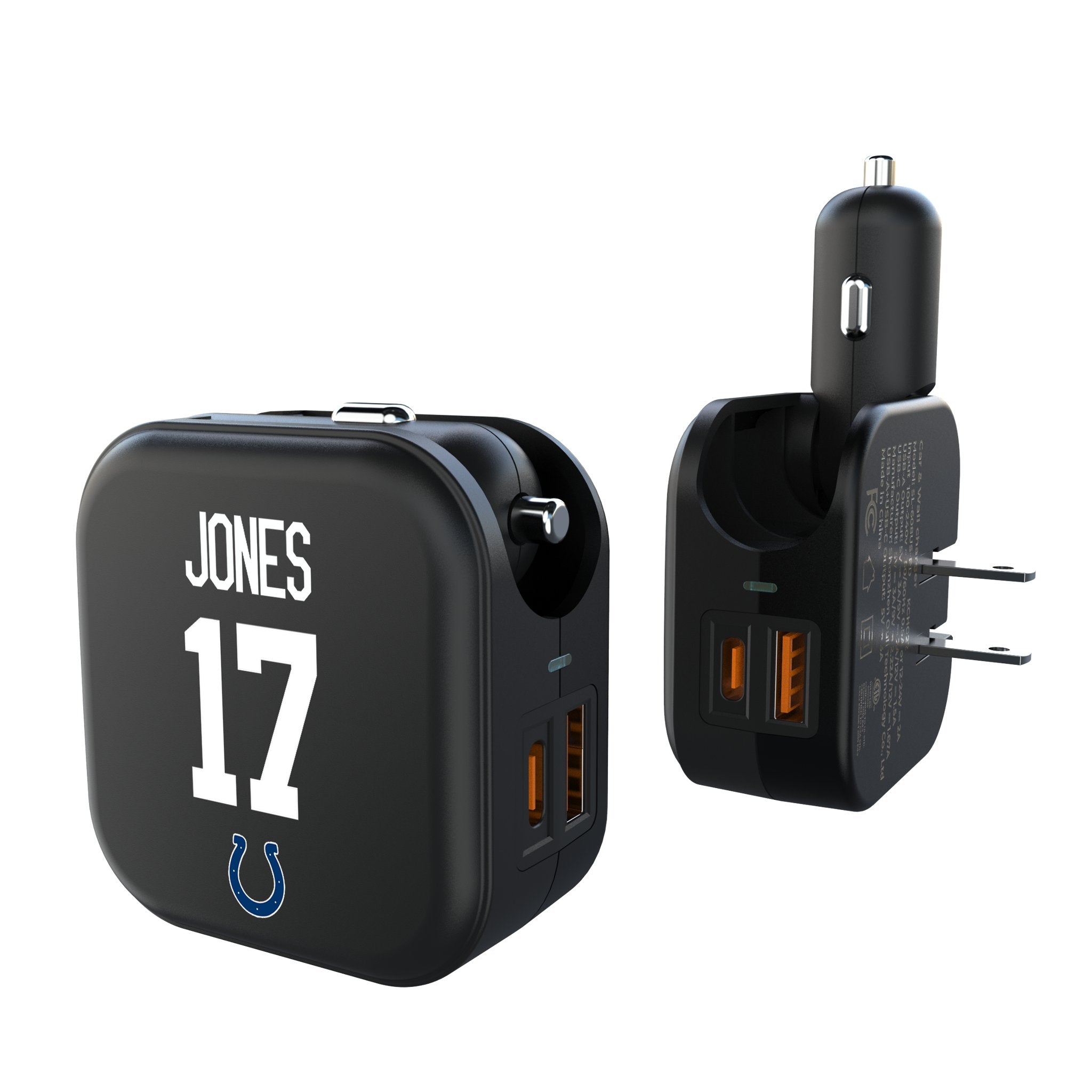Daniel Jones Indianapolis Colts 17 Game Tactic 2 in 1 USB A/C Charger - Sports Gifts, Sports Memorabilia, Sports Collectibles, Fan Shop