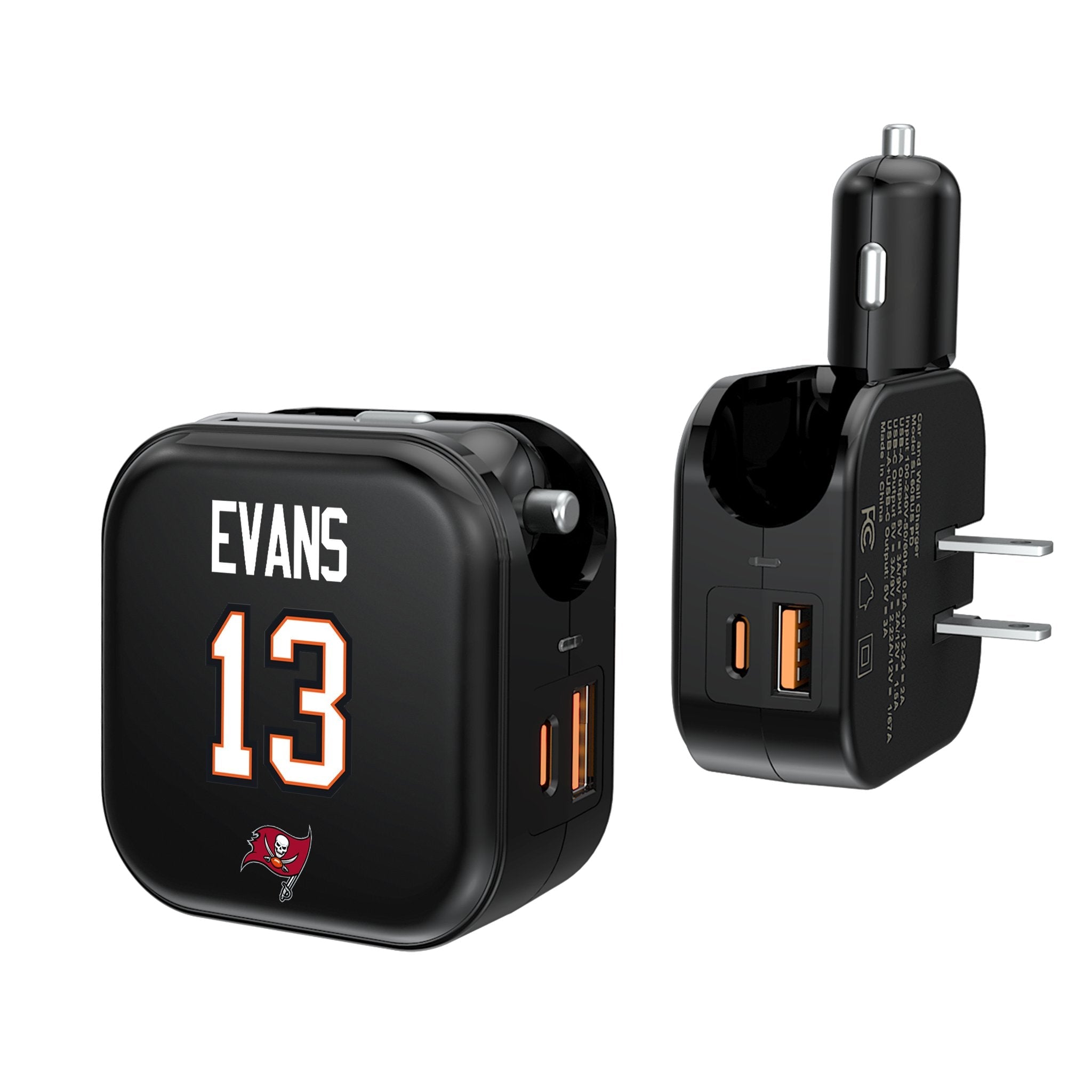 Mike Evans Tampa Bay Buccaneers 13 Ready 2 in 1 USB A/C Charger - Sports Gifts, Sports Memorabilia, Sports Collectibles, Fan Shop