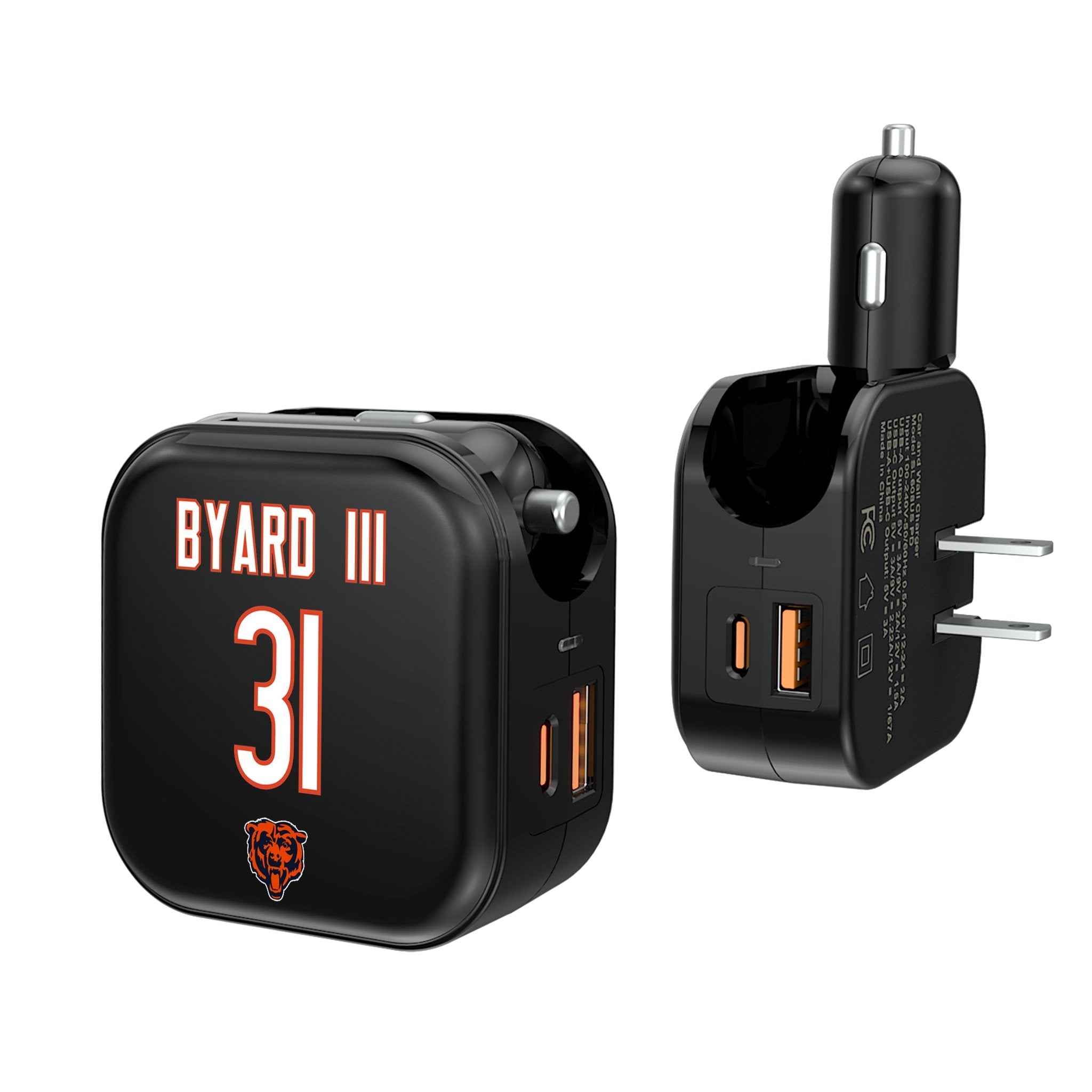 Kevin Byard III Chicago Bears 31 Ready 2 in 1 USB A/C Charger - Sports Gifts, Sports Memorabilia, Sports Collectibles, Fan Shop