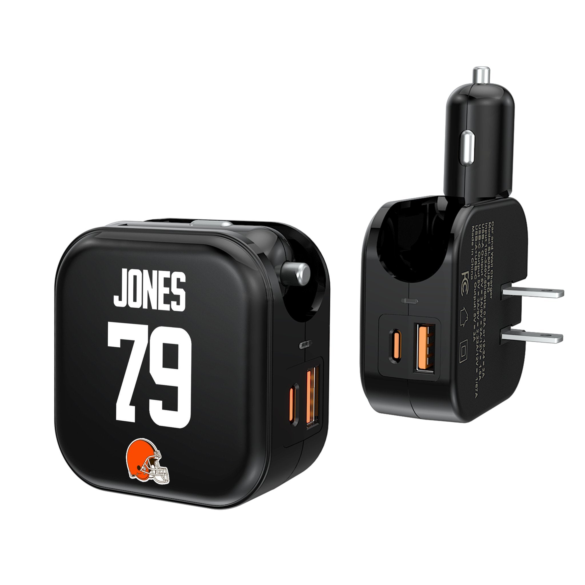 Dawand Jones Cleveland Browns 79 Ready 2 in 1 USB A/C Charger - Sports Gifts, Sports Memorabilia, Sports Collectibles, Fan Shop