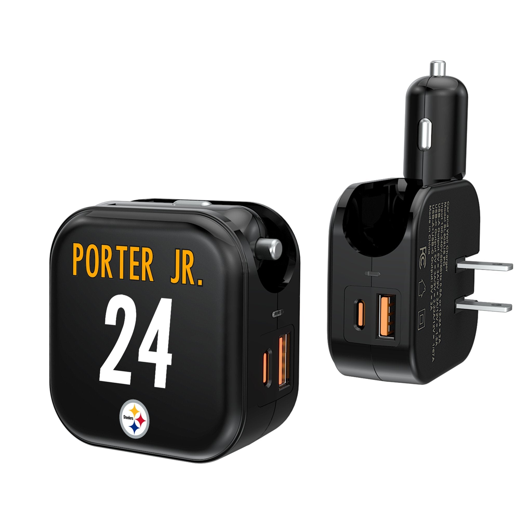 Joey Porter Jr. Pittsburgh Steelers 24 Ready 2 in 1 USB A/C Charger - Sports Gifts, Sports Memorabilia, Sports Collectibles, Fan Shop