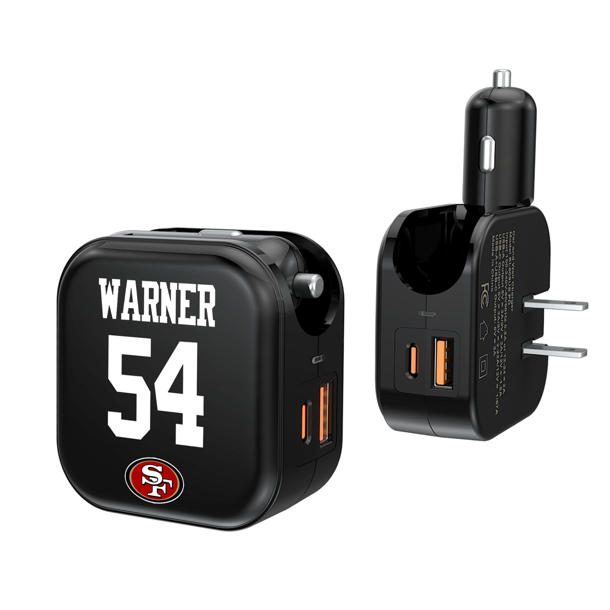 Fred Warner San Francisco 49ers 54 Ready 2 in 1 USB A/C Charger - Sports Gifts, Sports Memorabilia, Sports Collectibles, Fan Shop
