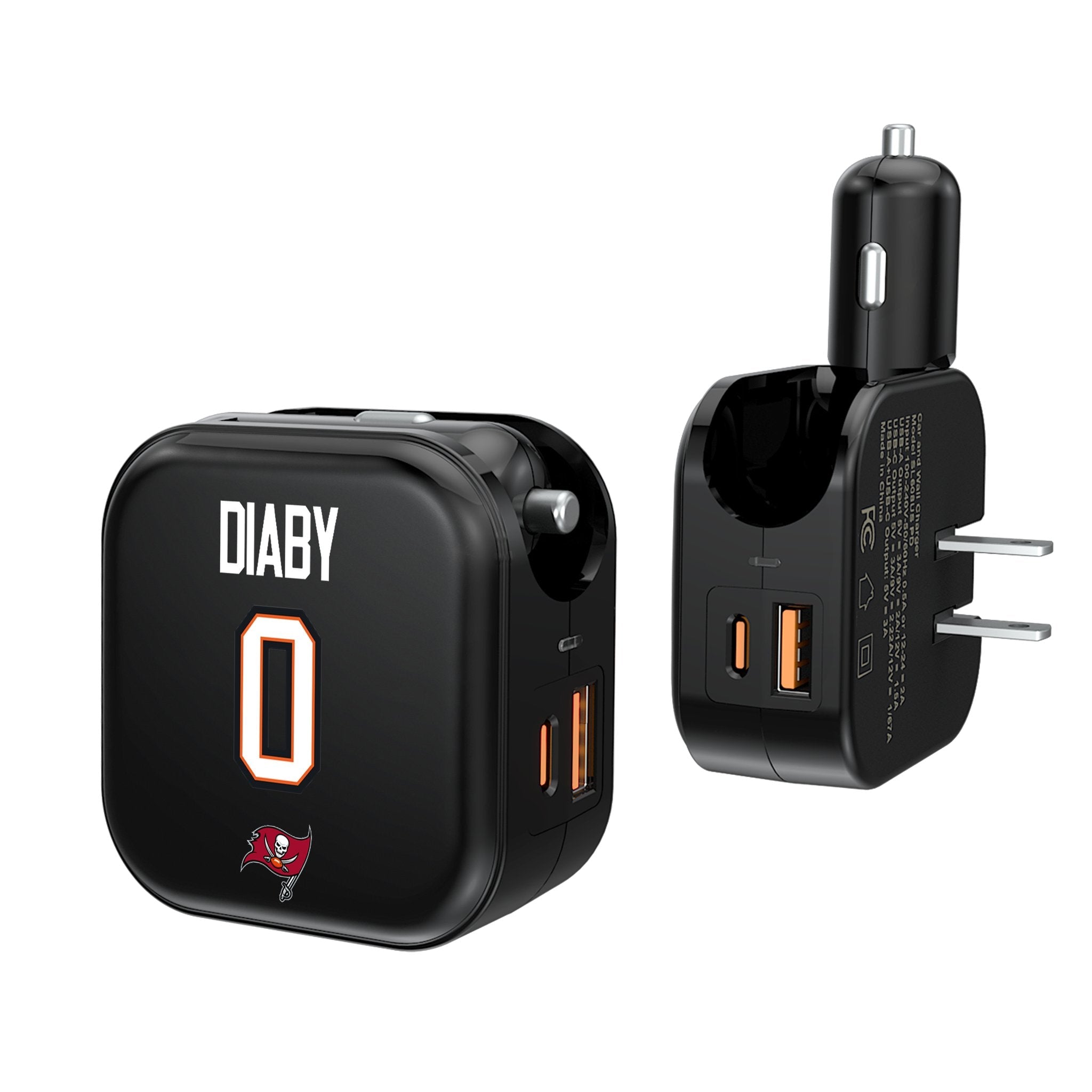 YaYa Diaby Tampa Bay Buccaneers 0 Ready 2 in 1 USB A/C Charger - Sports Gifts, Sports Memorabilia, Sports Collectibles, Fan Shop