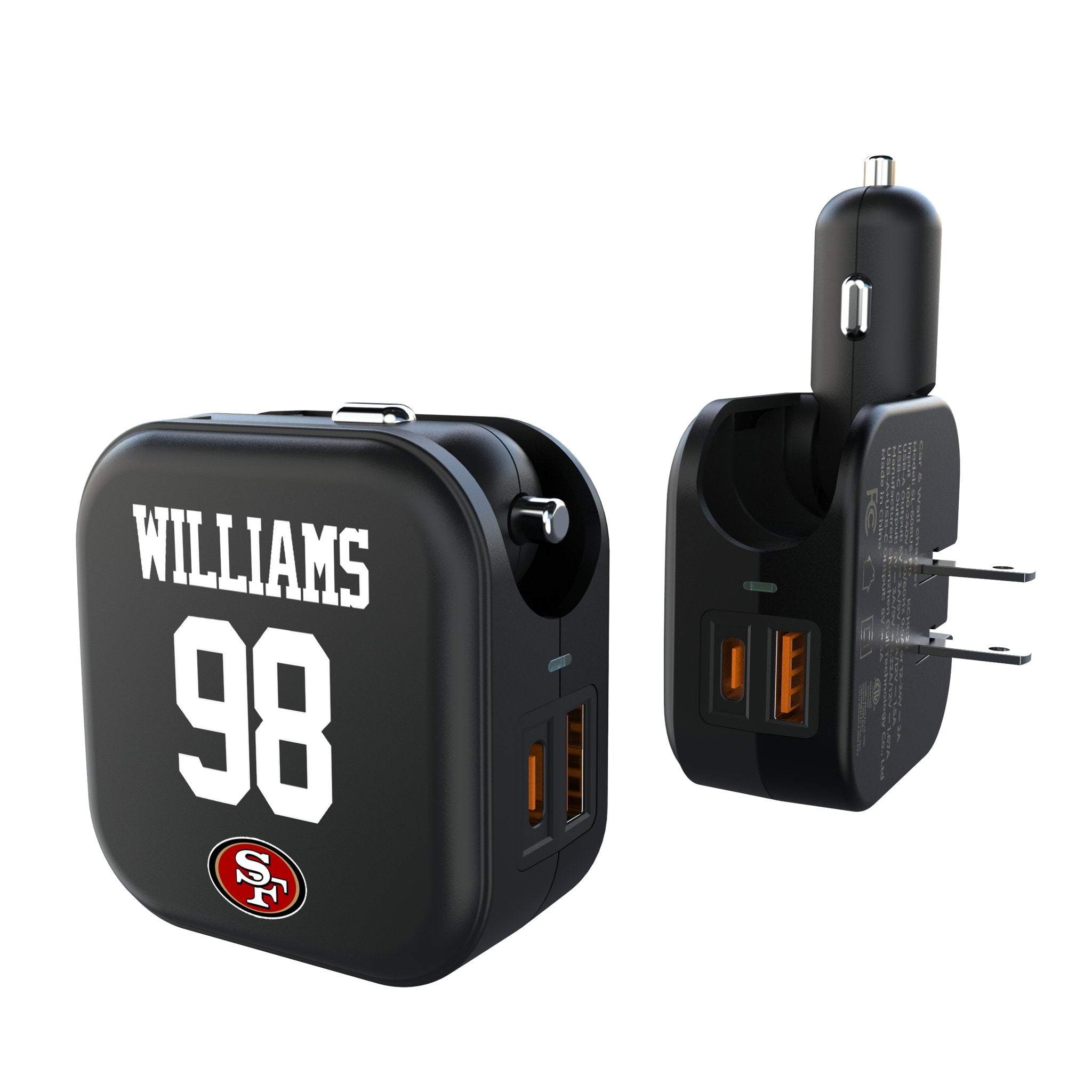 Mykel Williams San Francisco 49ers 98 Game Tactic 2 in 1 USB A/C Charger - Sports Gifts, Sports Memorabilia, Sports Collectibles, Fan Shop