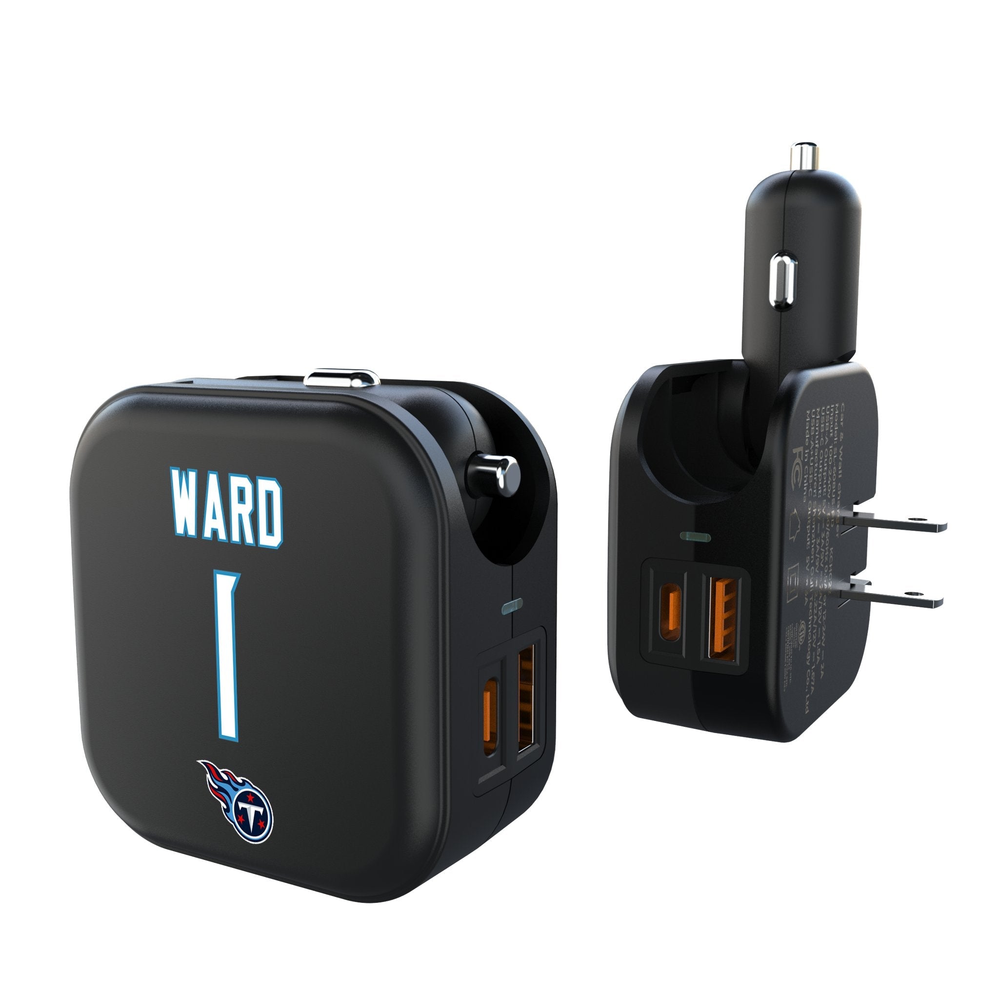 Cameron Ward Tennessee Titans 1 Game Tactic 2 in 1 USB A/C Charger - Sports Gifts, Sports Memorabilia, Sports Collectibles, Fan Shop