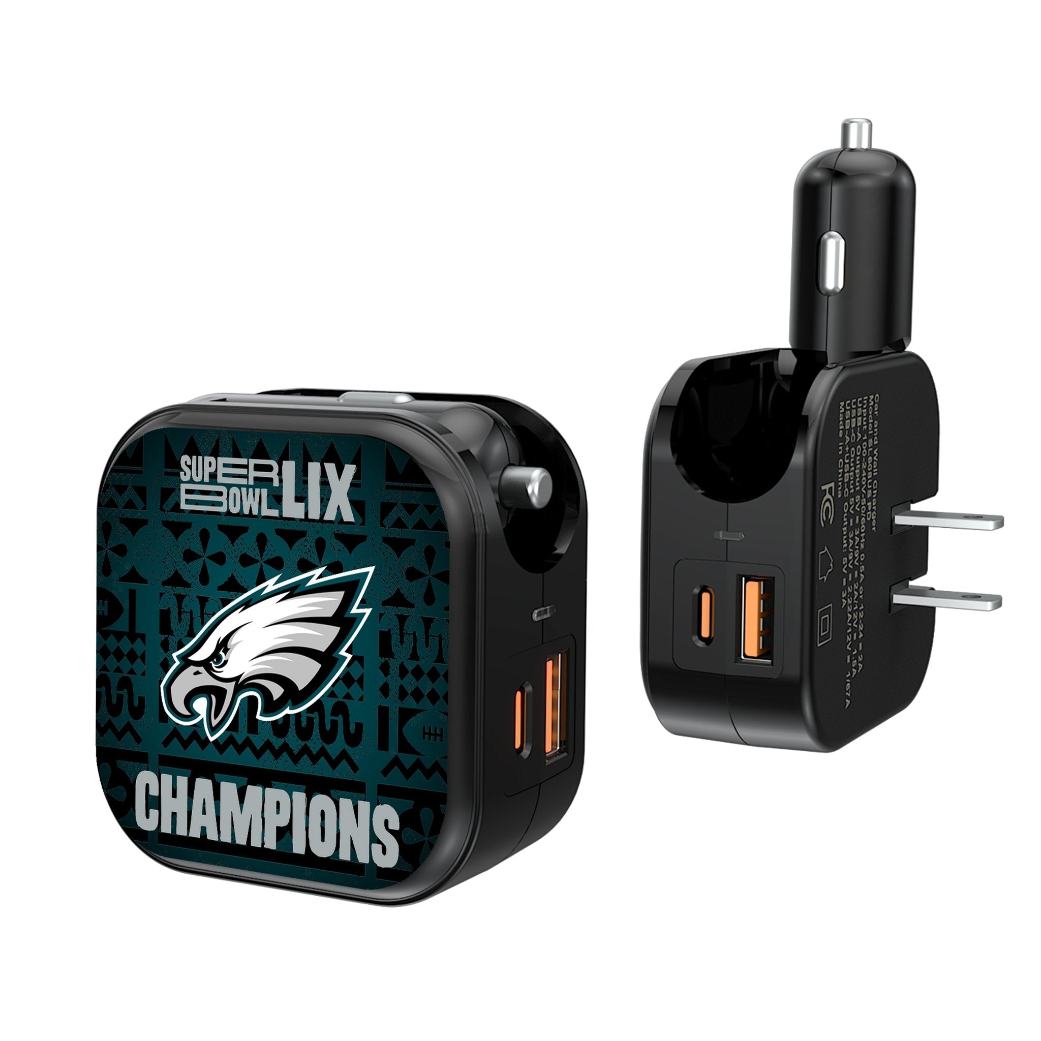 Philadelphia Eagles 2025 Super Bowl 2 in 1 USB A/C Charger - Sports Gifts, Sports Memorabilia, Sports Collectibles, Fan Shop