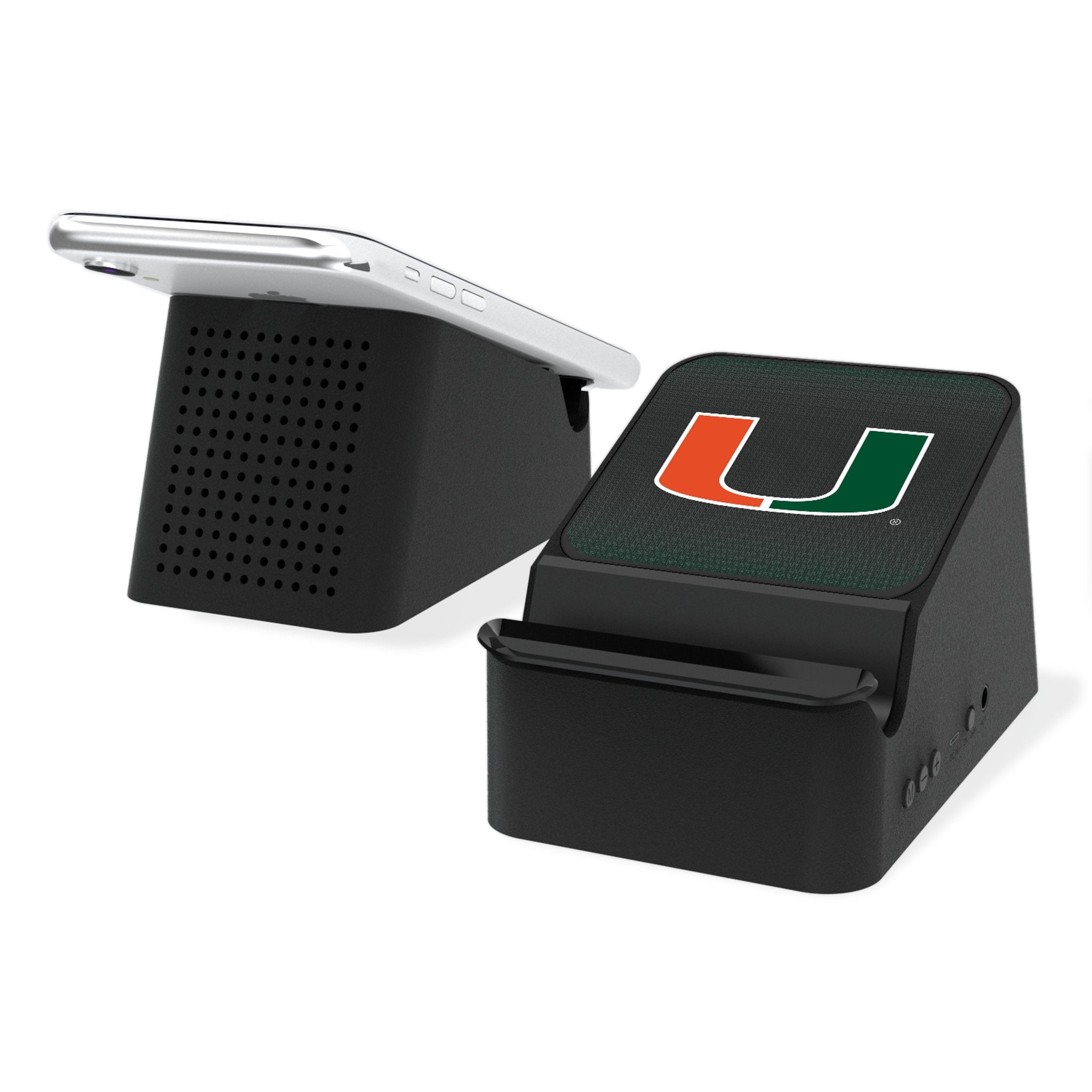 University of Miami Hurricanes Linen Wireless Charging Station and Bluetooth Speaker - Sports Gifts, Sports Memorabilia, Sports Collectibles, Fan Shop