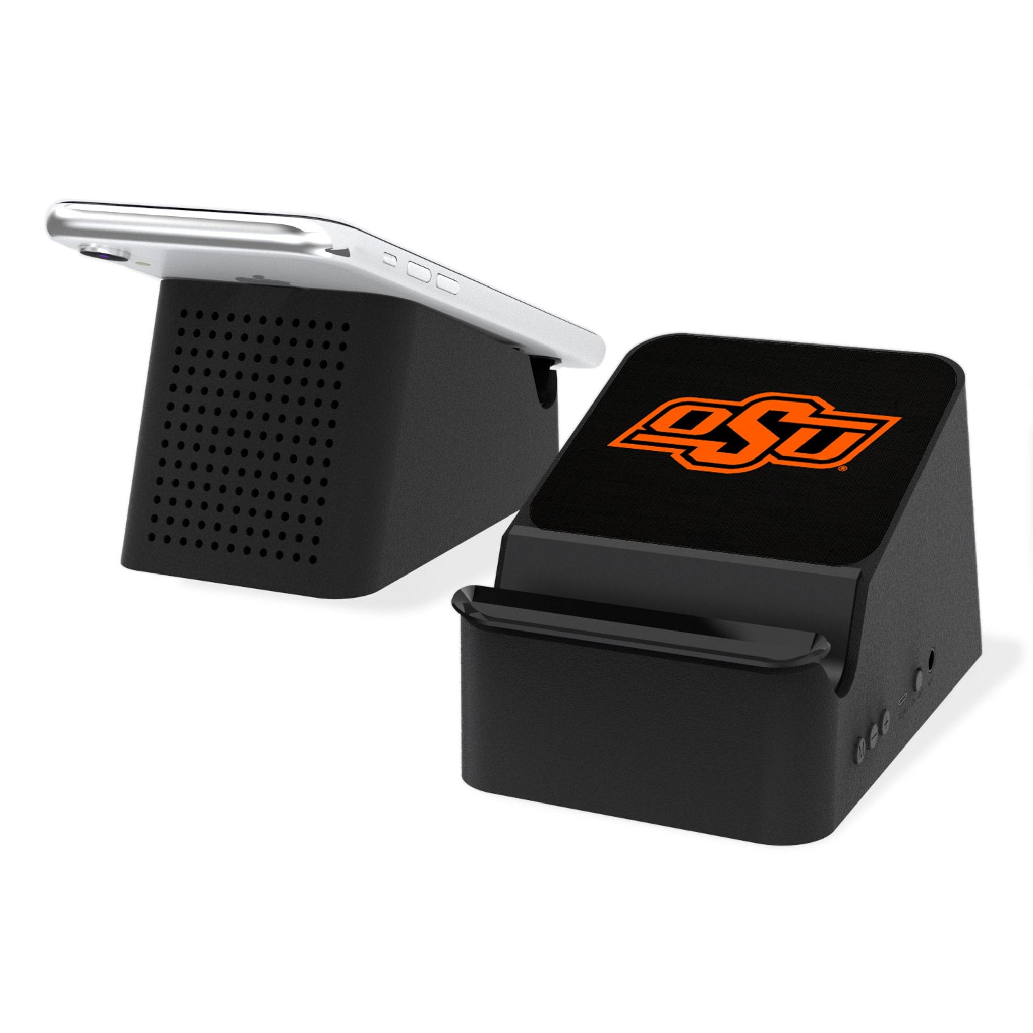 Oklahoma State University Cowboys Solid Wireless Charging Station and Bluetooth Speaker - Sports Gifts, Sports Memorabilia, Sports Collectibles, Fan Shop