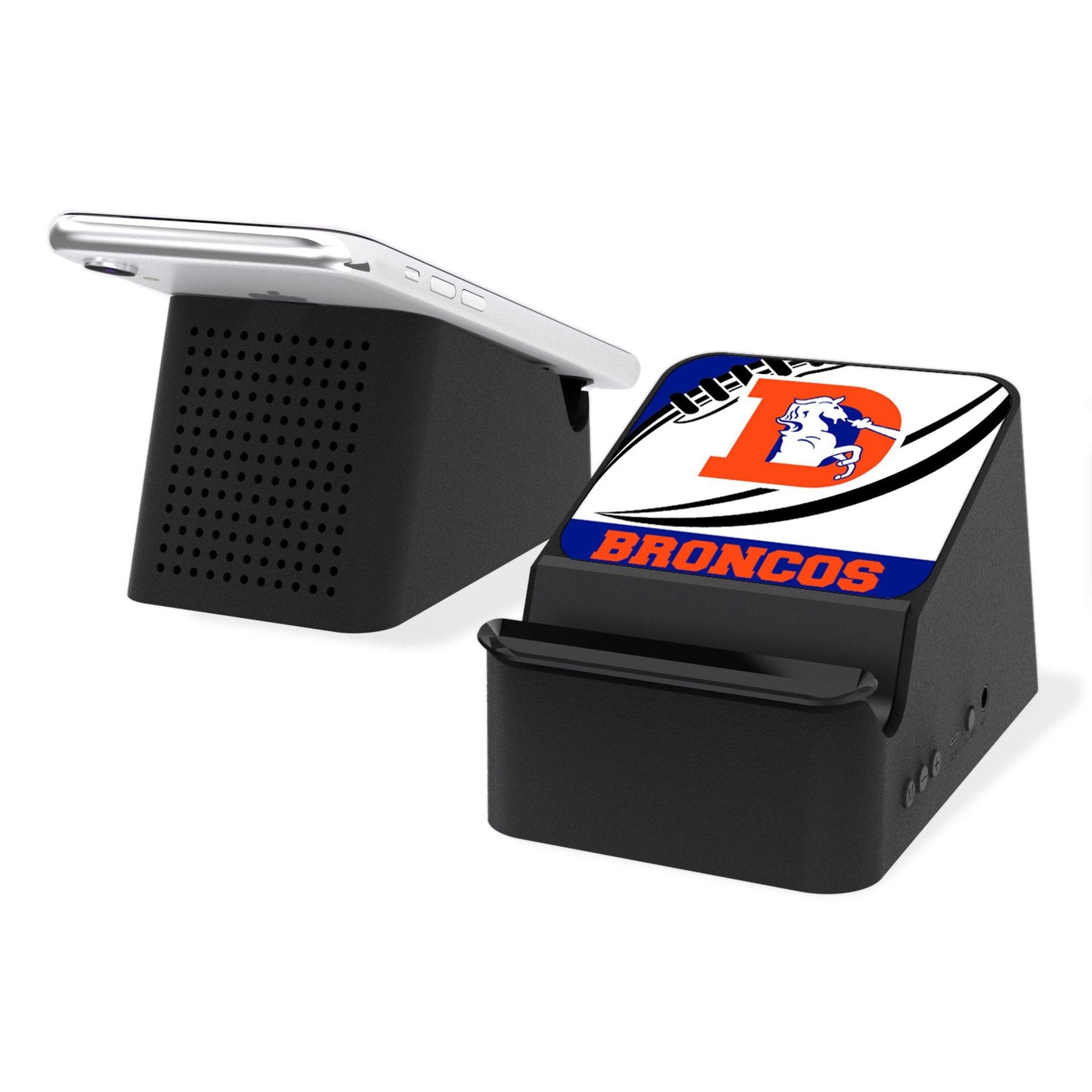 Denver Broncos 1993-1996 Historic Collection Passtime Wireless Charging Station and Bluetooth Speaker - Sports Gifts, Sports Memorabilia, Sports Collectibles, Fan Shop
