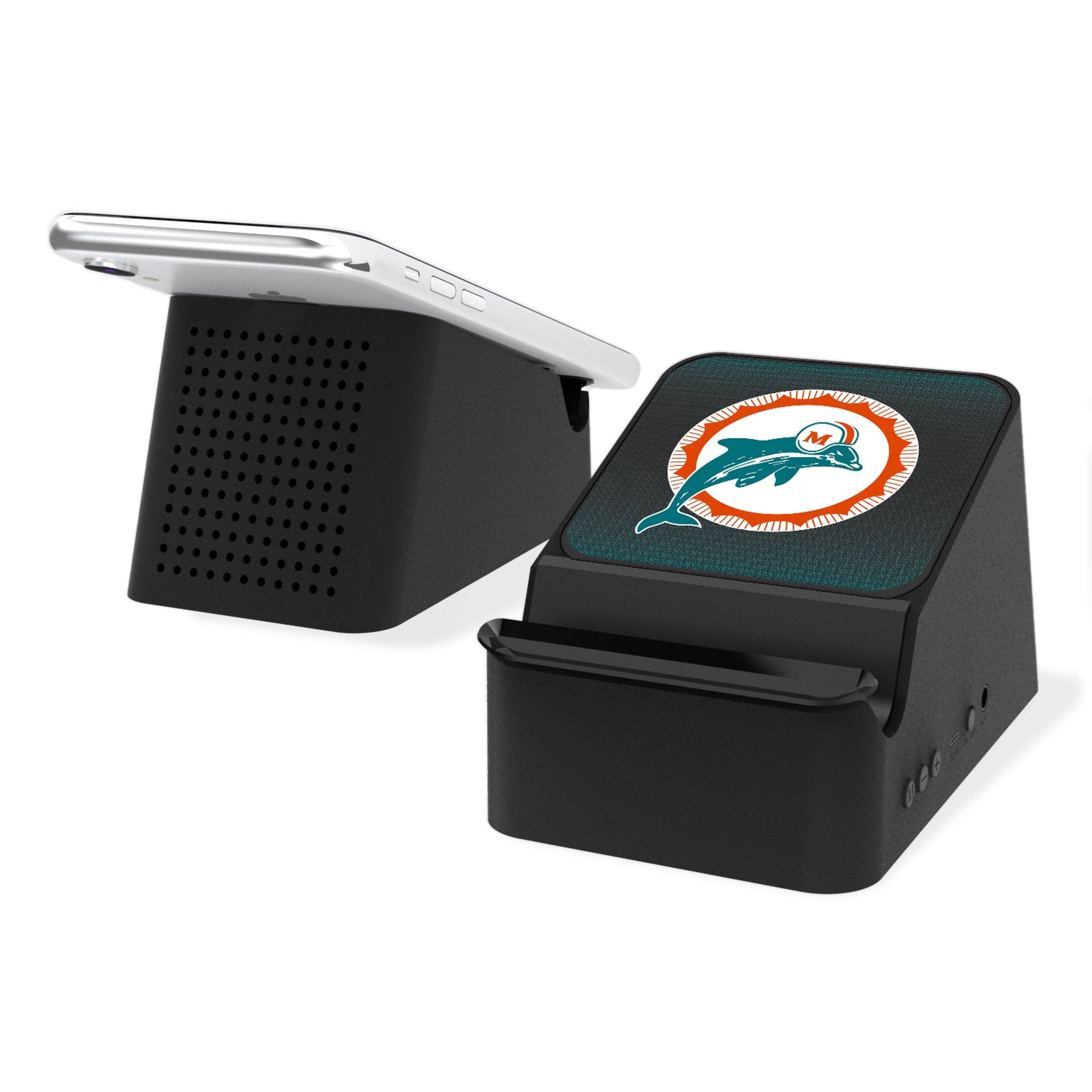 Miami Dolphins 1966-1973 Historic Collection Linen Wireless Charging Station and Bluetooth Speaker - Sports Gifts, Sports Memorabilia, Sports Collectibles, Fan Shop