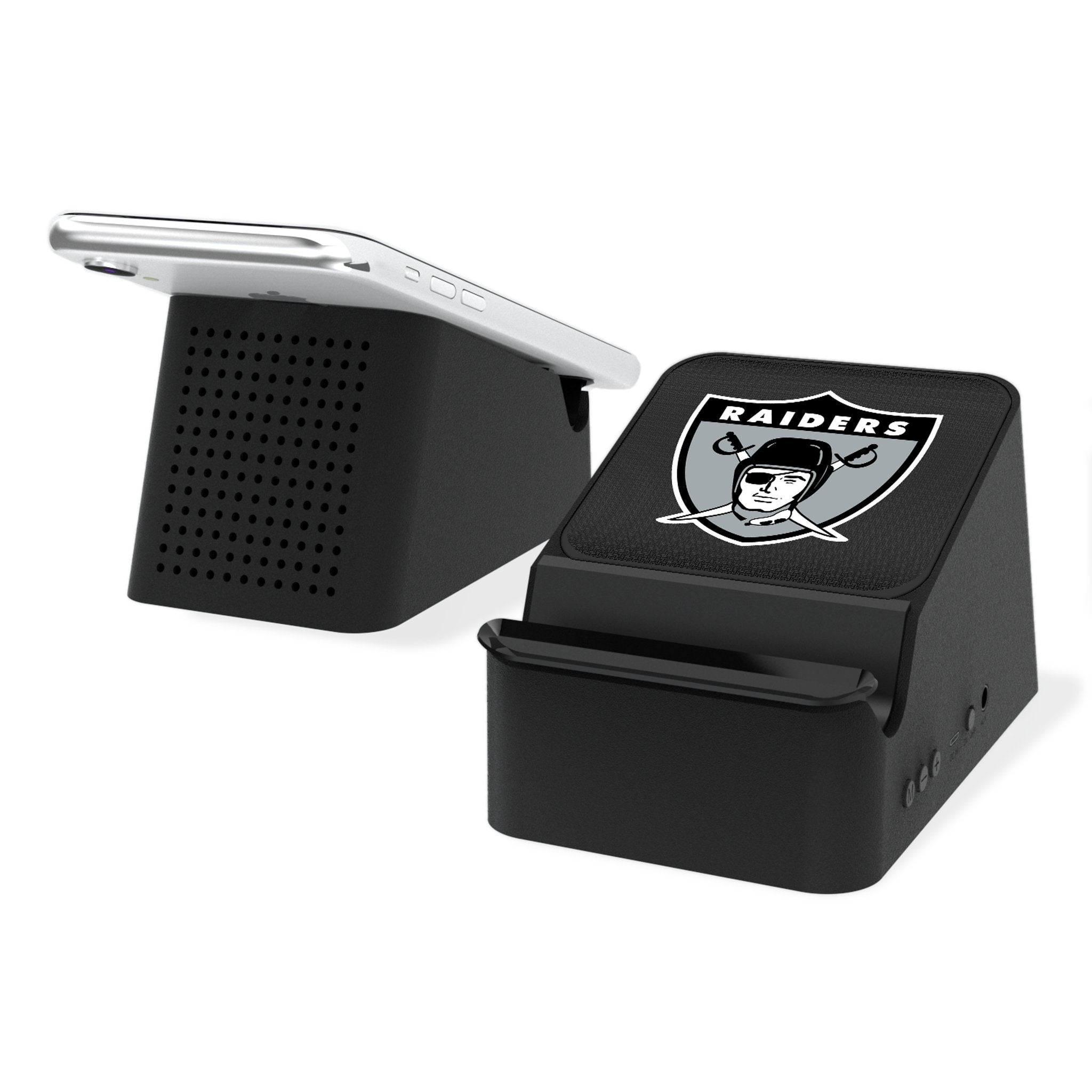 Oakland Raiders 1963 Historic Collection Linen Wireless Charging Station and Bluetooth Speaker - Sports Gifts, Sports Memorabilia, Sports Collectibles, Fan Shop