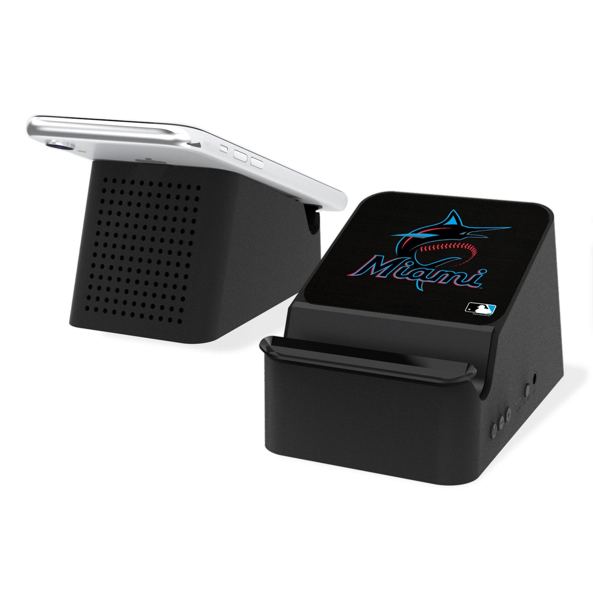 Miami Marlins Solid Wireless Charging Station and Bluetooth Speaker - Sports Gifts, Sports Memorabilia, Sports Collectibles, Fan Shop