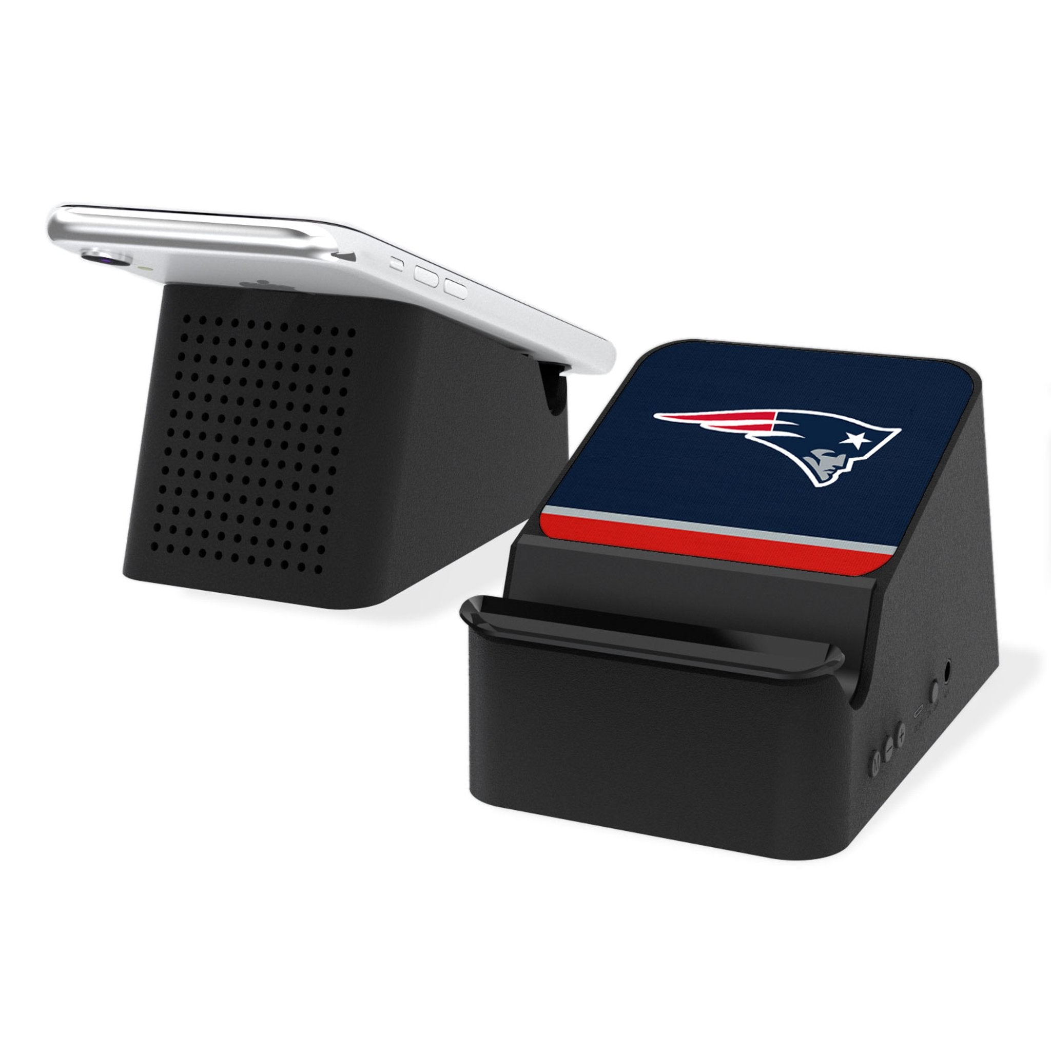 New England Patriots Stripe Wireless Charging Station and Bluetooth Speaker - Sports Gifts, Sports Memorabilia, Sports Collectibles, Fan Shop