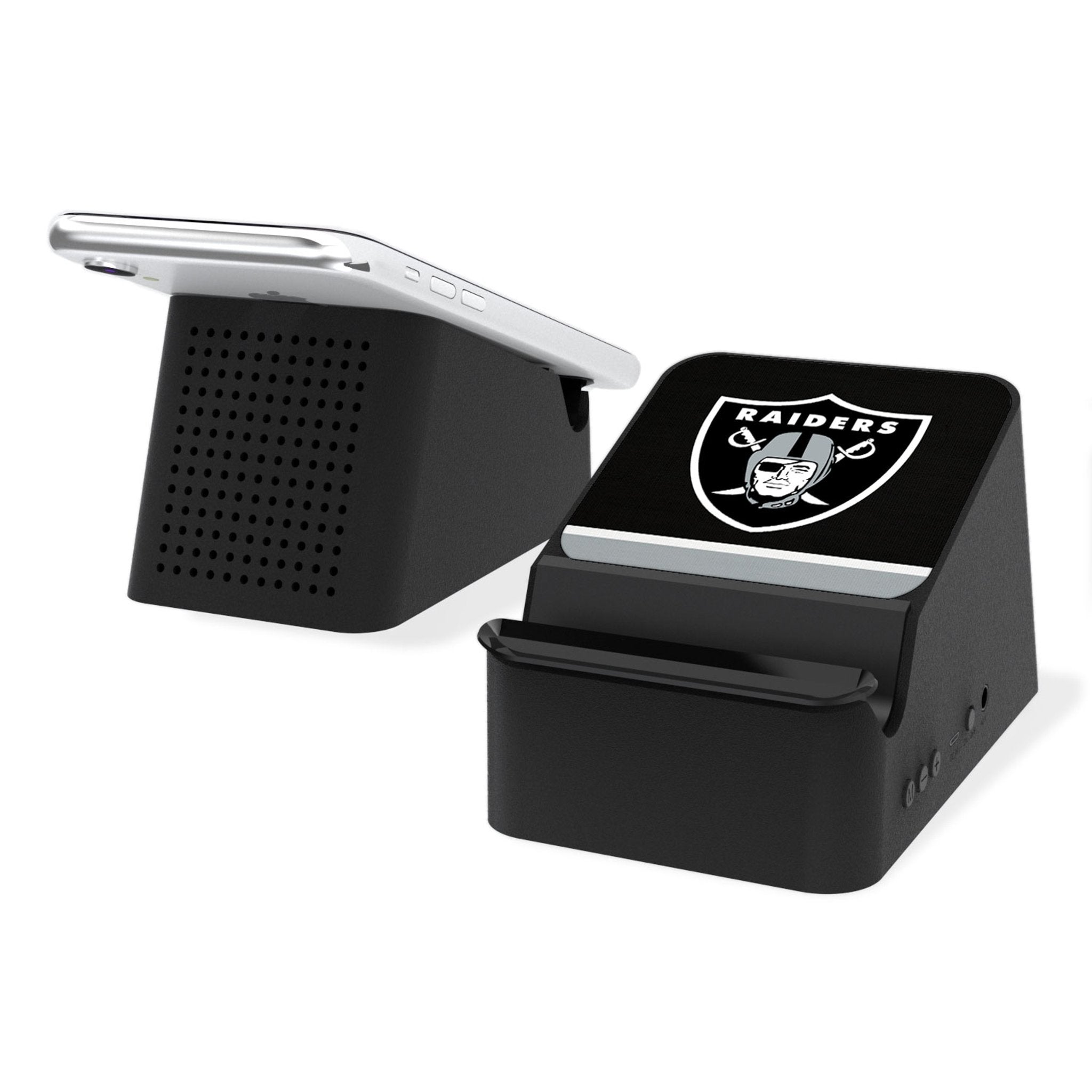 Las Vegas Raiders Stripe Wireless Charging Station and Bluetooth Speaker - Sports Gifts, Sports Memorabilia, Sports Collectibles, Fan Shop