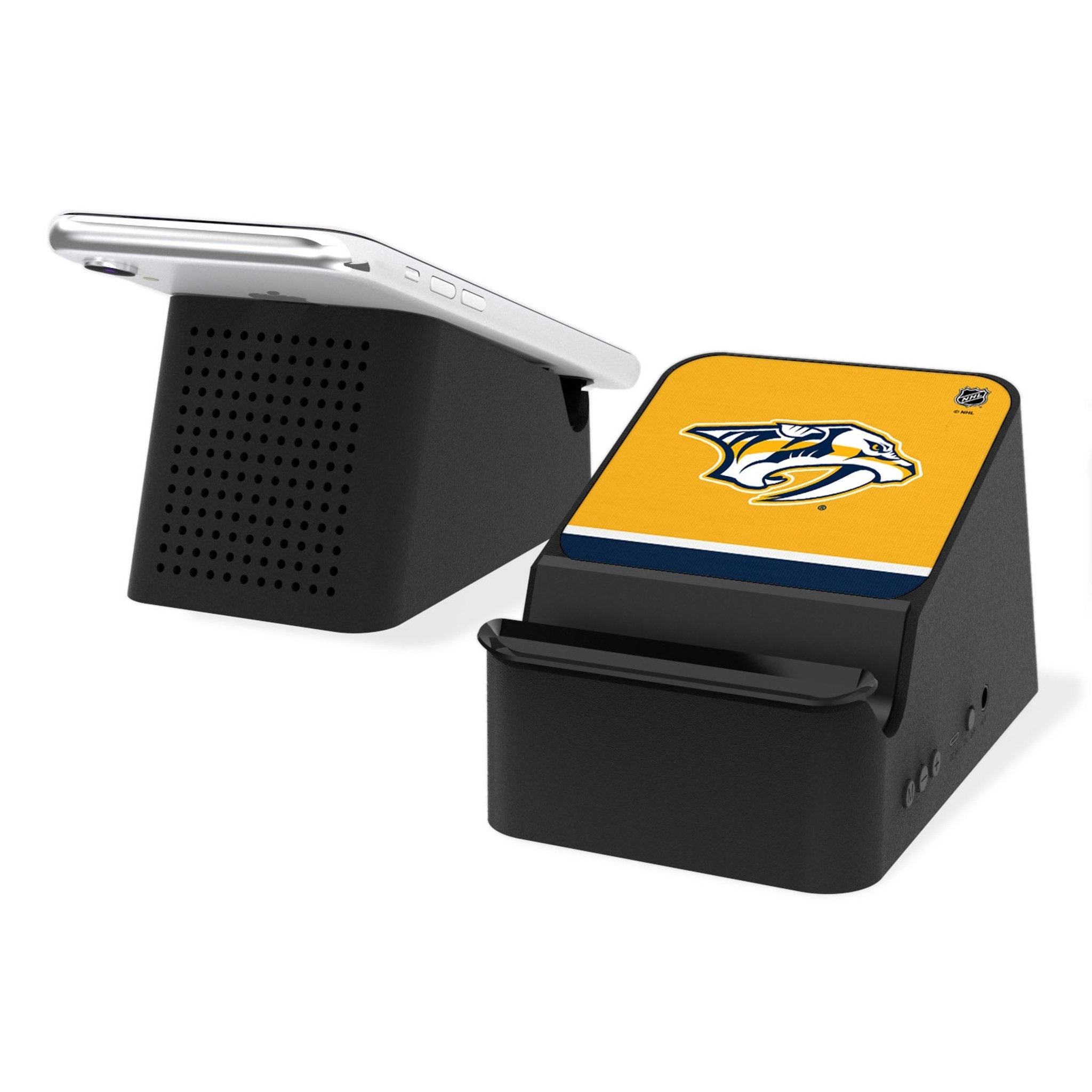 Nashville Predators Stripe Wireless Charging Station and Bluetooth Speaker - Sports Gifts, Sports Memorabilia, Sports Collectibles, Fan Shop
