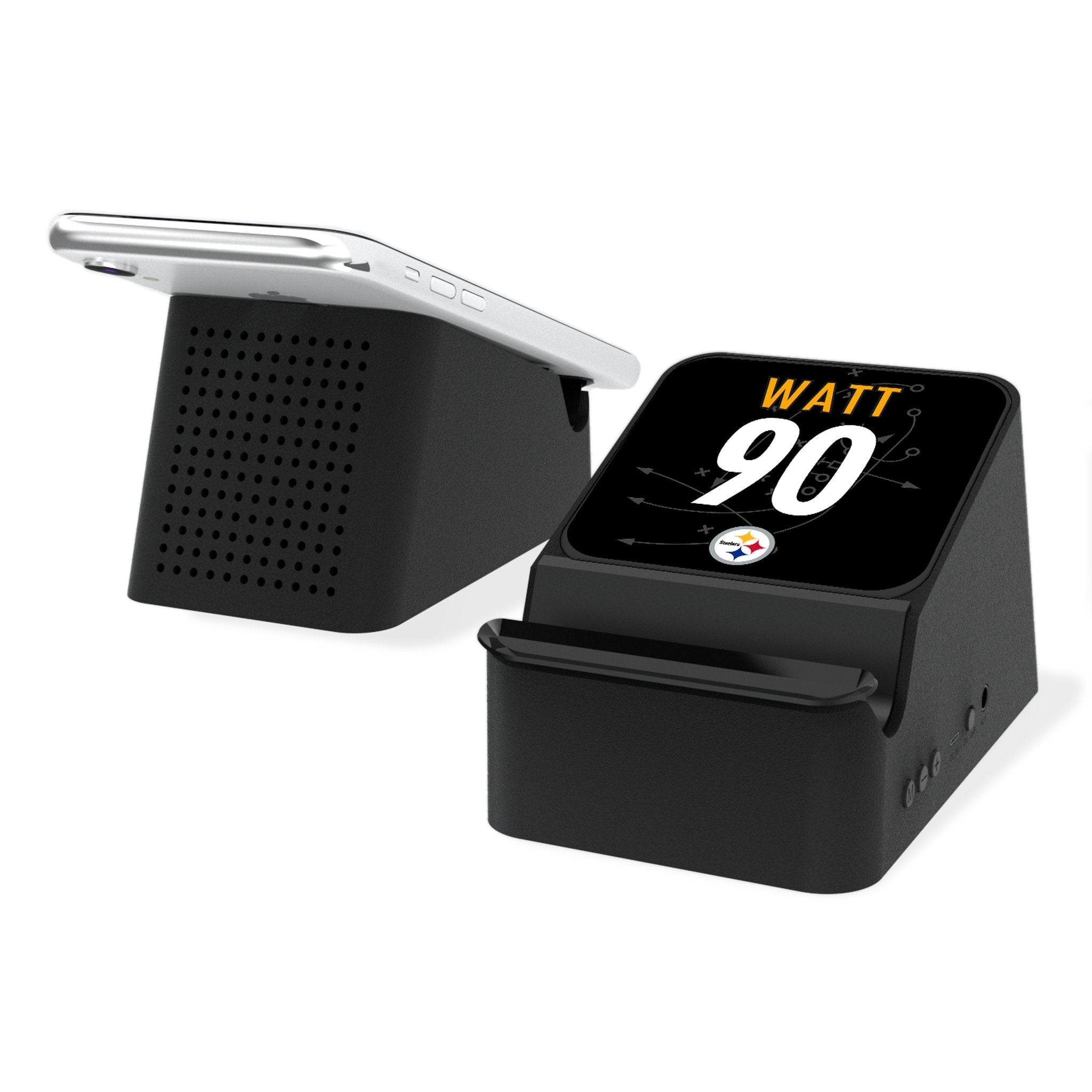 T.J. Watt Pittsburgh Steelers 90 Game Tactic Wireless Charging Station and Bluetooth Speaker - Sports Gifts, Sports Memorabilia, Sports Collectibles, Fan Shop
