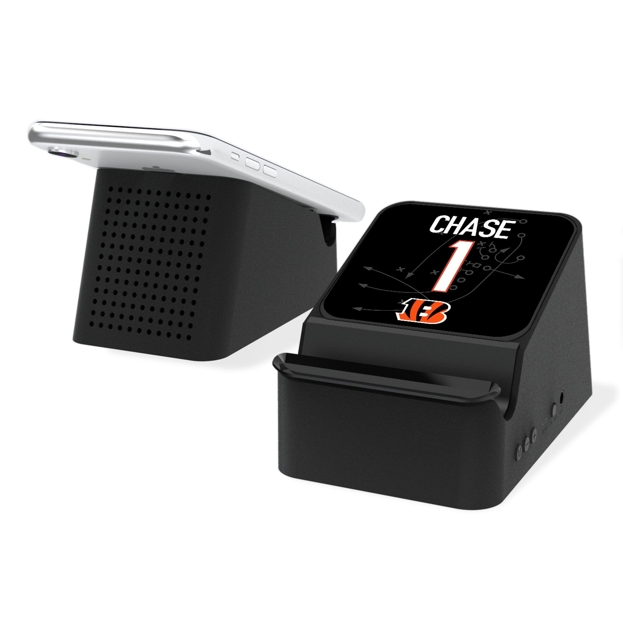 Ja'Marr Chase Cincinnati Bengals 1 Ready Wireless Charging Station and Bluetooth Speaker - Sports Gifts, Sports Memorabilia, Sports Collectibles, Fan Shop