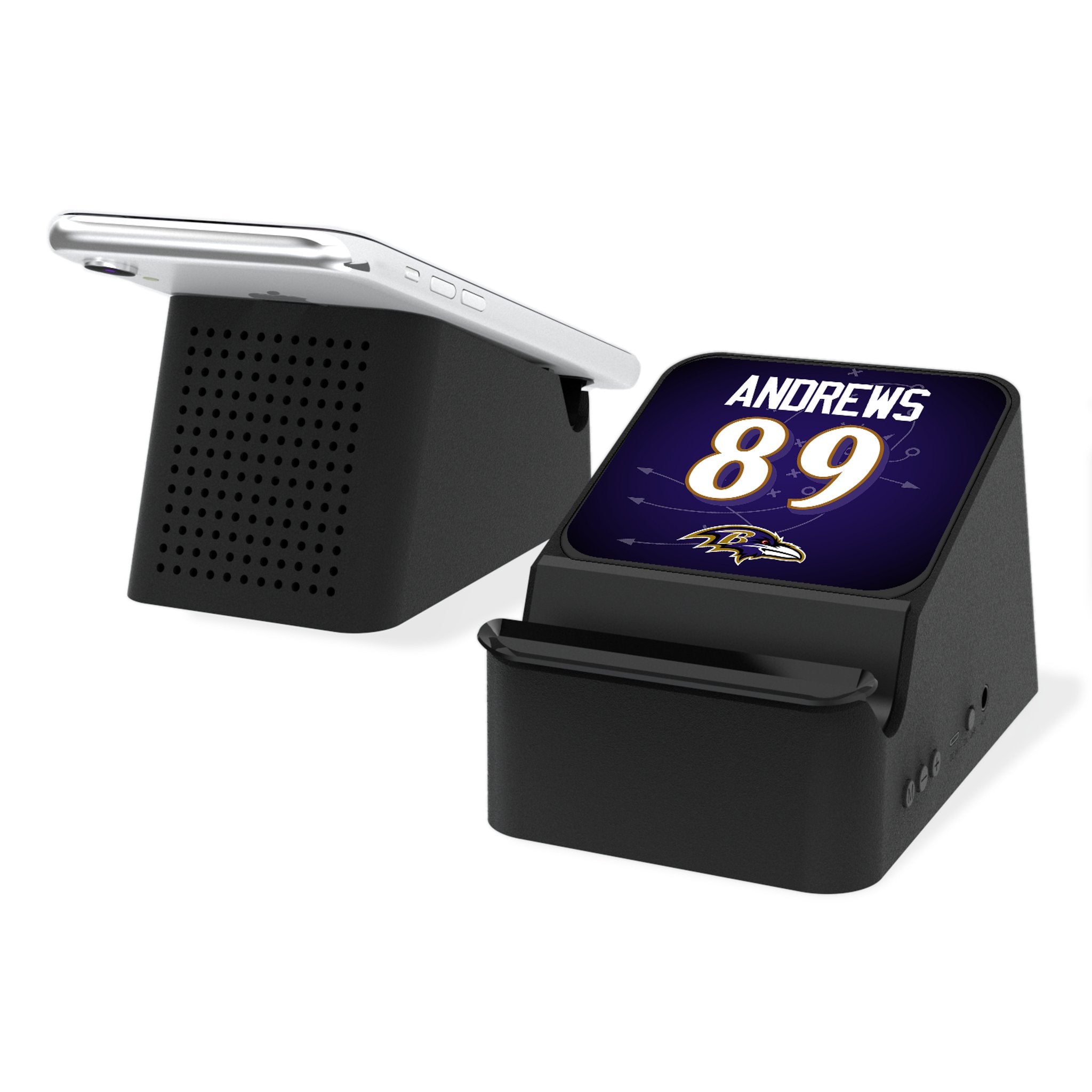 Mark Andrews Baltimore Ravens 89 Ready Wireless Charging Station and Bluetooth Speaker - Sports Gifts, Sports Memorabilia, Sports Collectibles, Fan Shop