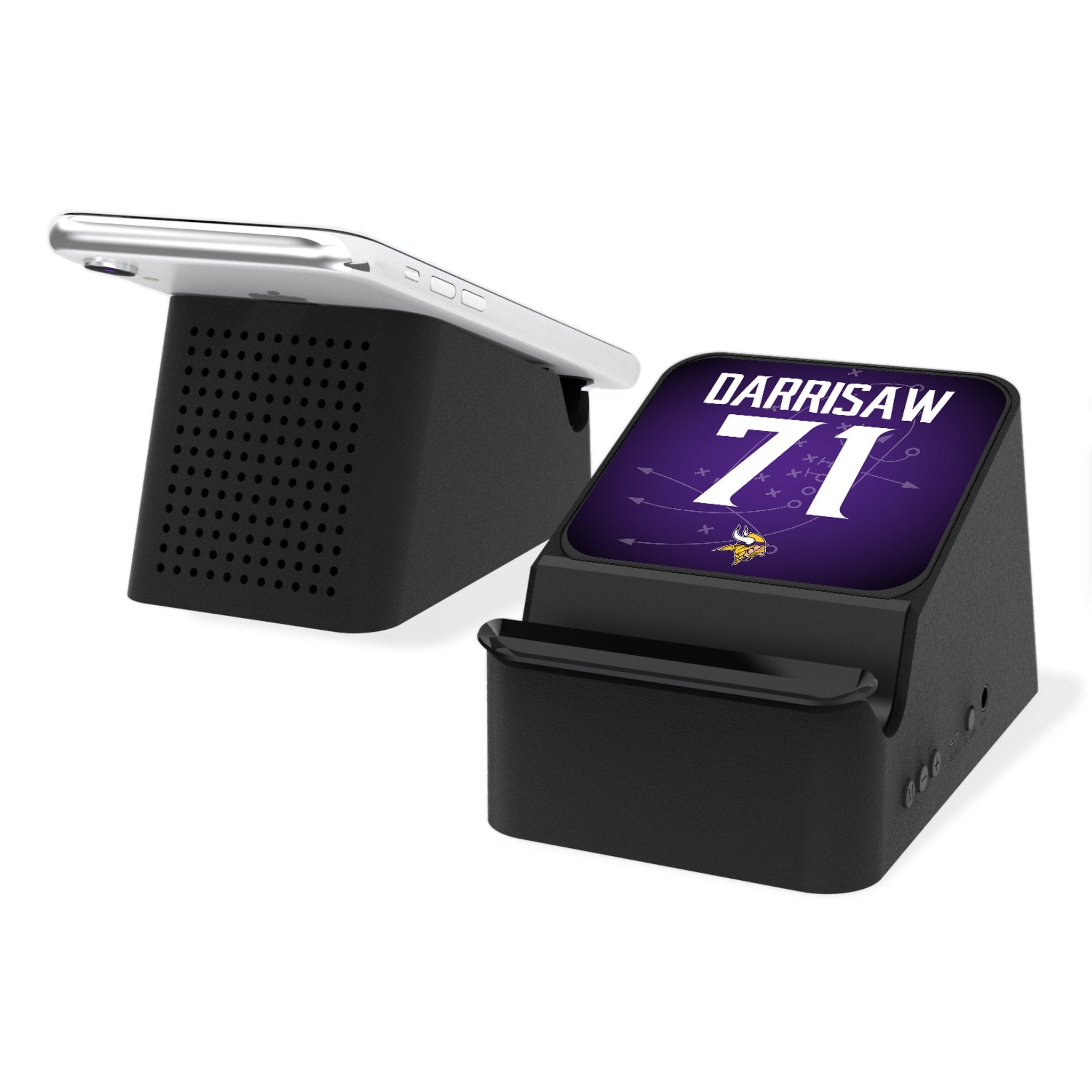 Christian Darrisaw Minnesota Vikings 71 Ready Wireless Charging Station and Bluetooth Speaker - Sports Gifts, Sports Memorabilia, Sports Collectibles, Fan Shop