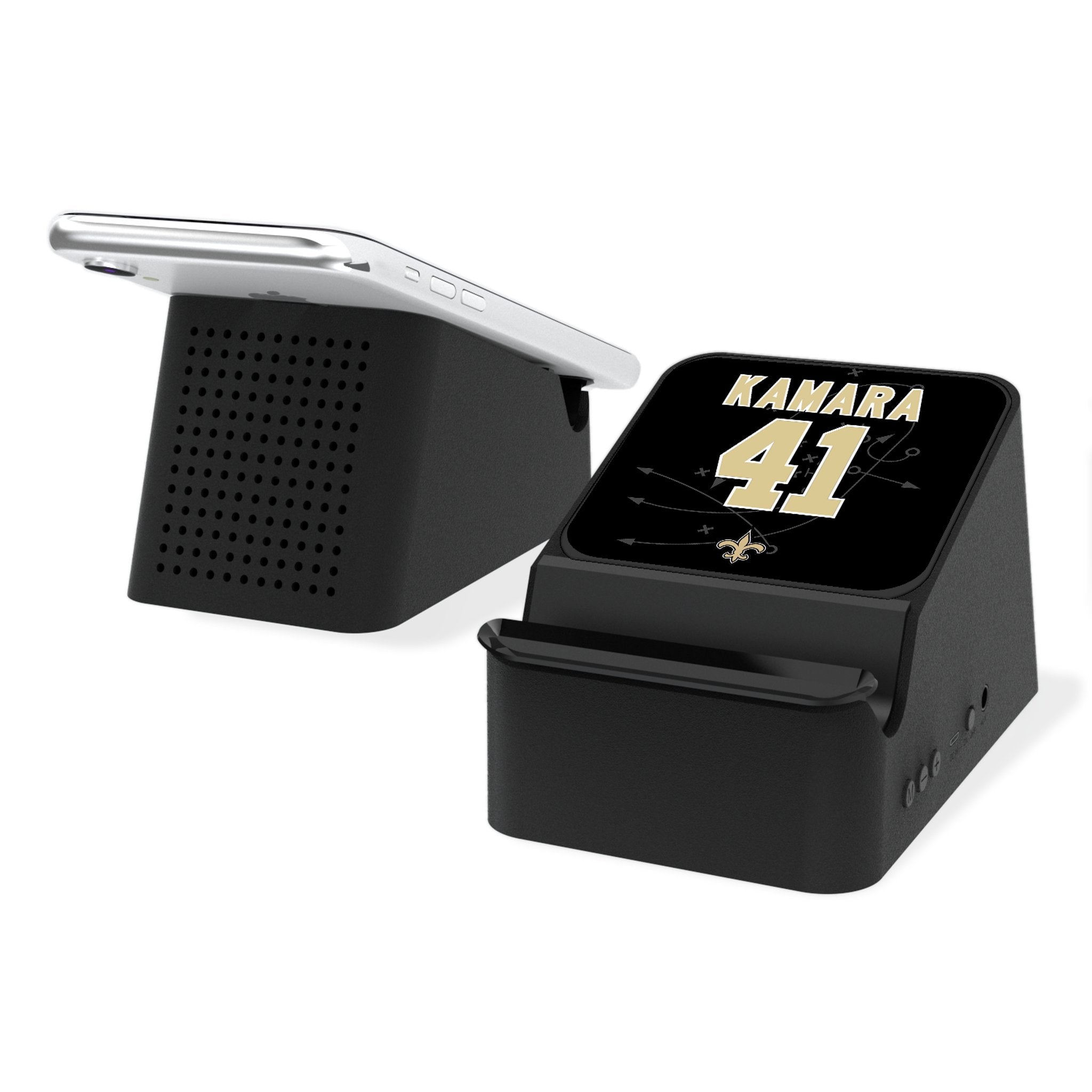 Alvin Kamara New Orleans Saints 41 Ready Wireless Charging Station and Bluetooth Speaker - Sports Gifts, Sports Memorabilia, Sports Collectibles, Fan Shop