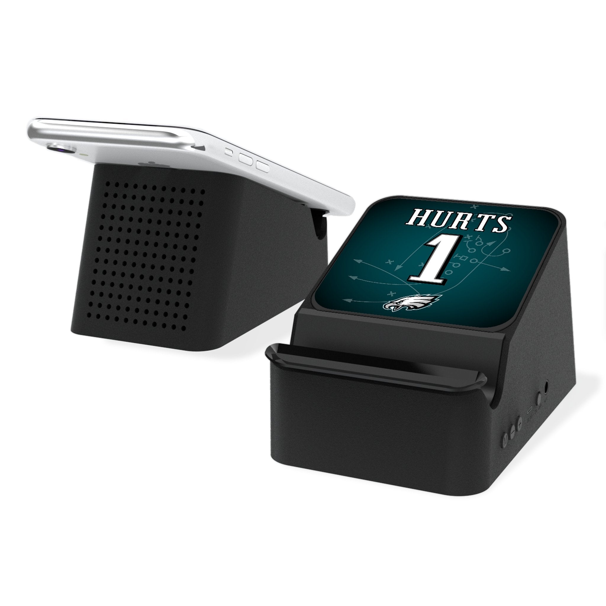 Jalen Hurts Philadelphia Eagles 1 Ready Wireless Charging Station and Bluetooth Speaker - Sports Gifts, Sports Memorabilia, Sports Collectibles, Fan Shop