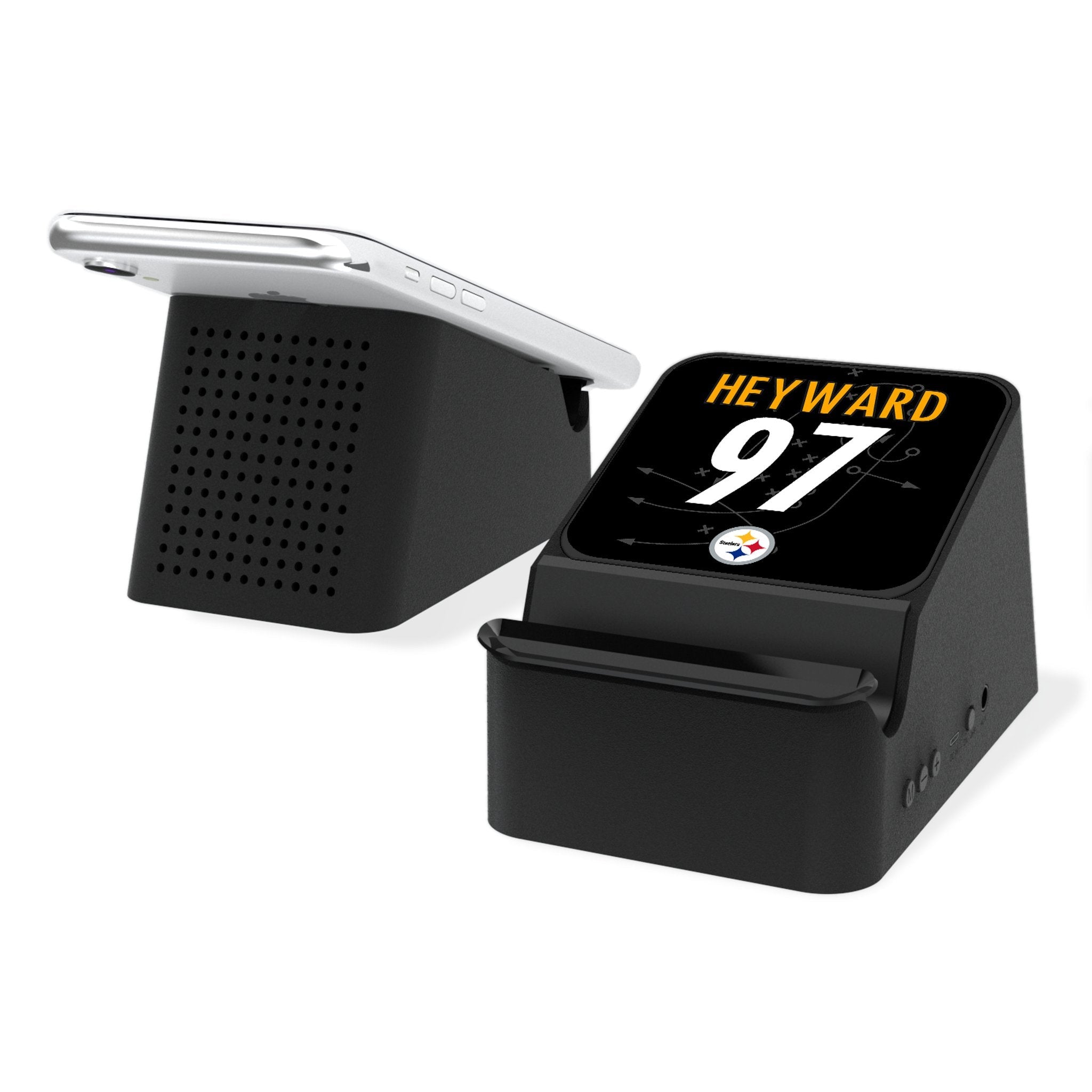 Cameron Heyward Pittsburgh Steelers 97 Ready Wireless Charging Station and Bluetooth Speaker - Sports Gifts, Sports Memorabilia, Sports Collectibles, Fan Shop