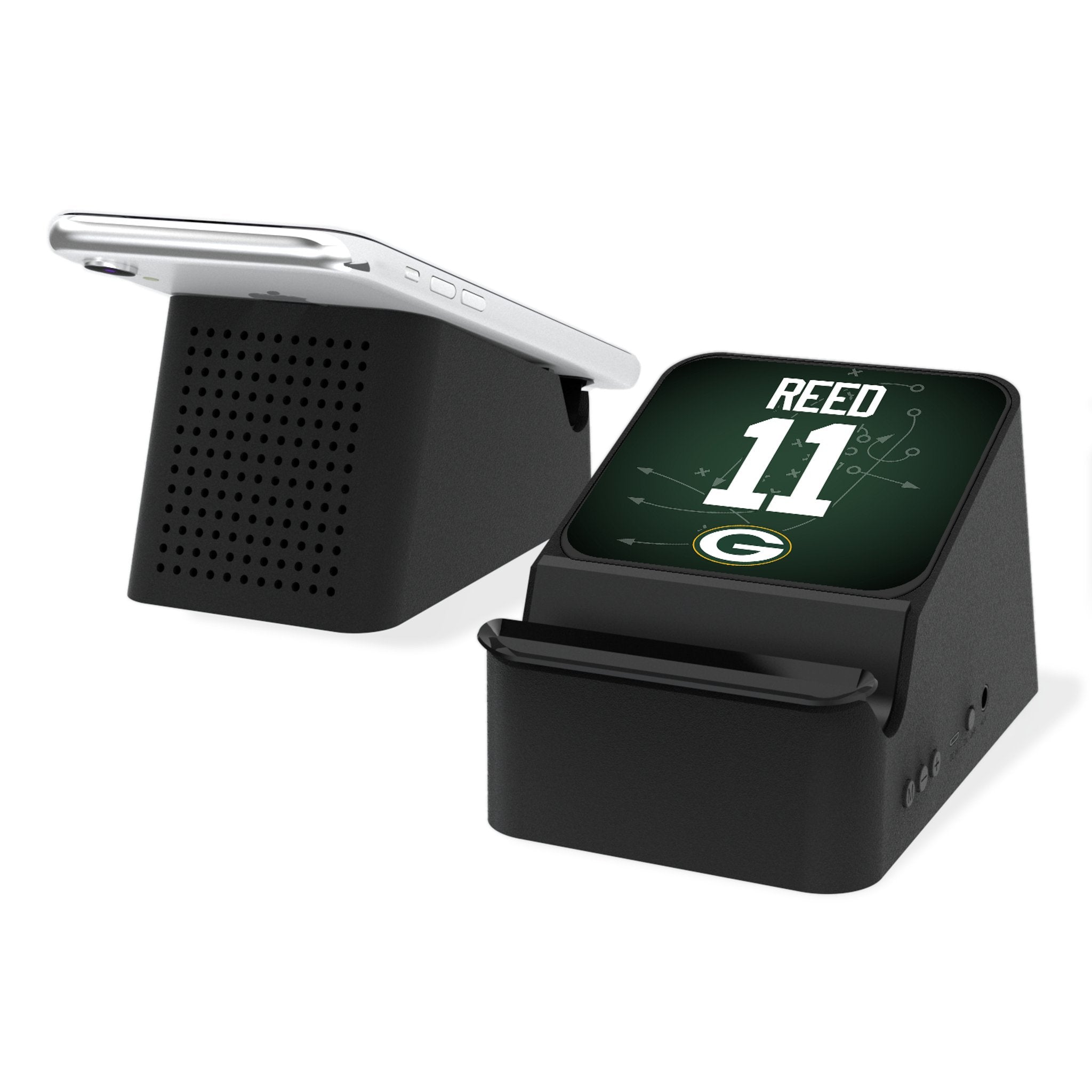 Jayden Reed Green Bay Packers 11 Ready Wireless Charging Station and Bluetooth Speaker - Sports Gifts, Sports Memorabilia, Sports Collectibles, Fan Shop