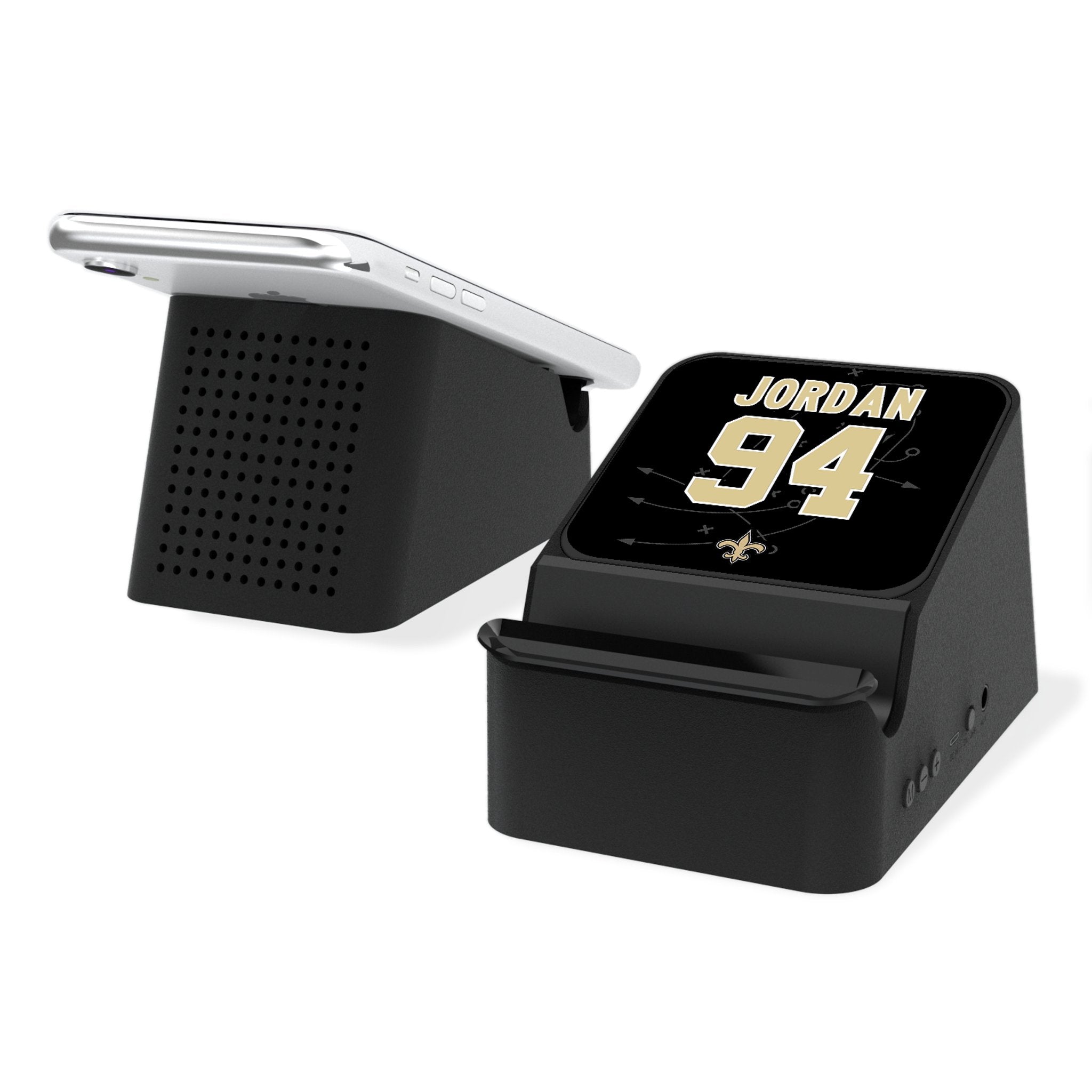 Cameron Jordan New Orleans Saints 94 Ready Wireless Charging Station and Bluetooth Speaker - Sports Gifts, Sports Memorabilia, Sports Collectibles, Fan Shop