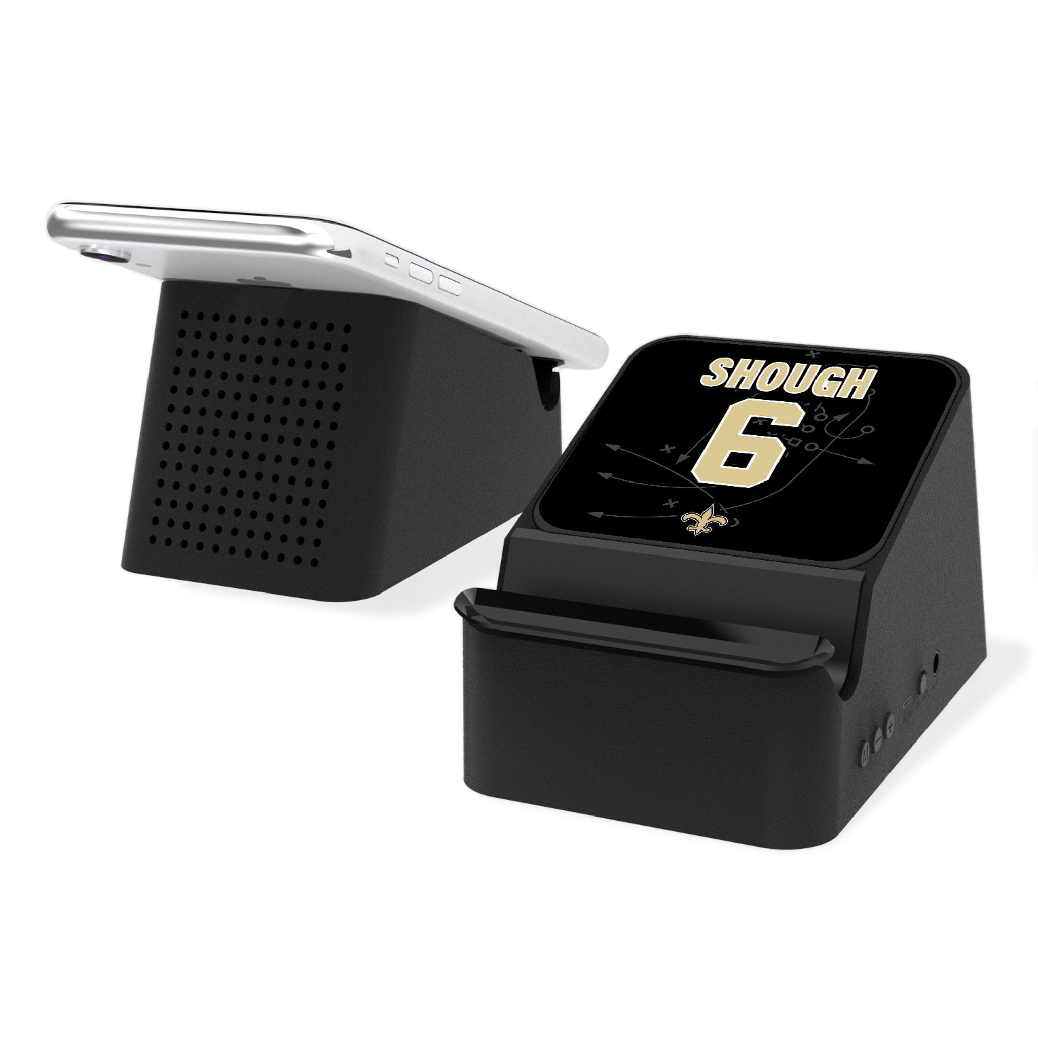 Tyler Shough New Orleans Saints 6 Game Tactic Wireless Charging Station and Bluetooth Speaker - Sports Gifts, Sports Memorabilia, Sports Collectibles, Fan Shop