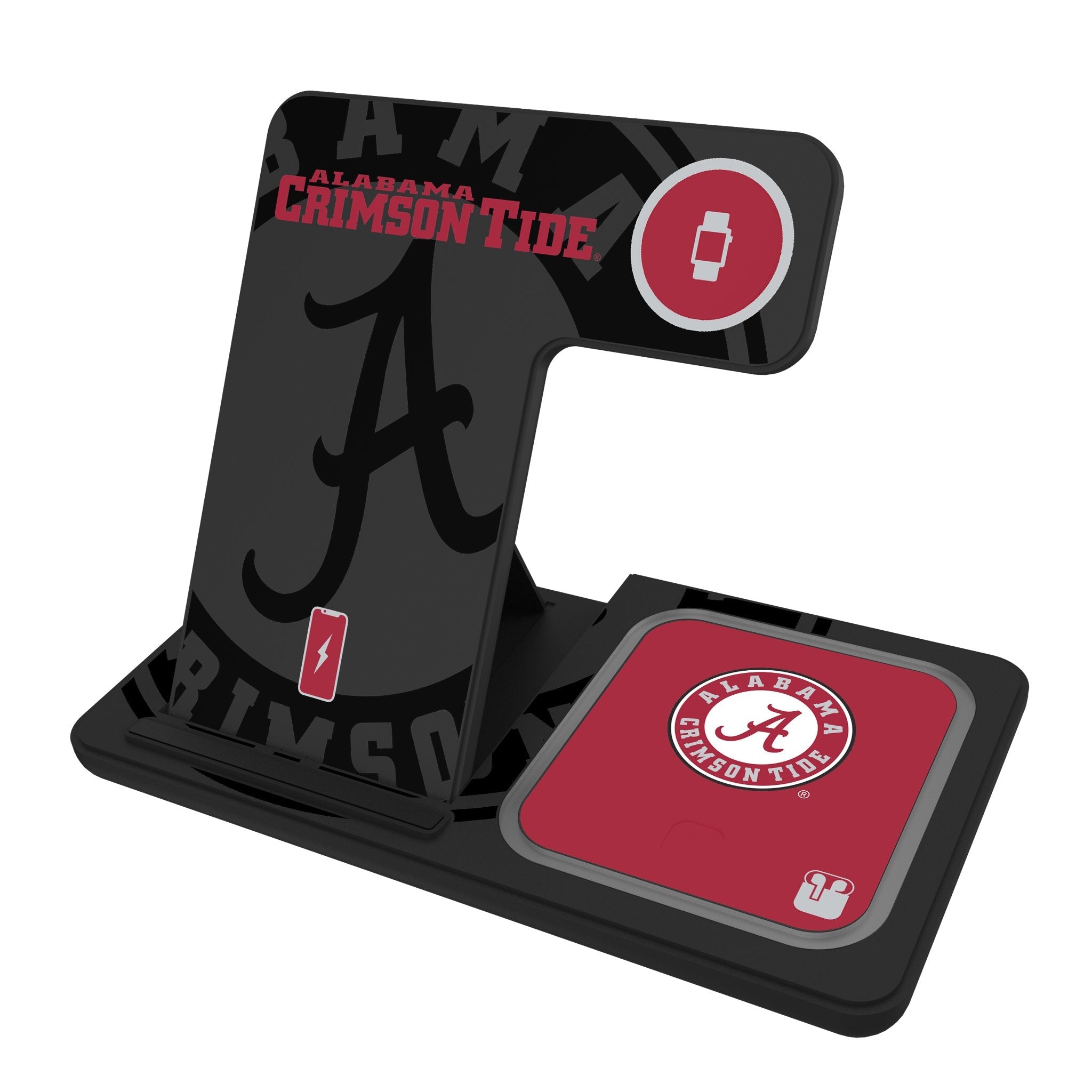 University of Alabama Crimson Tide Monocolor Tilt 3 in 1 Charging Station - Sports Gifts, Sports Memorabilia, Sports Collectibles, Fan Shop