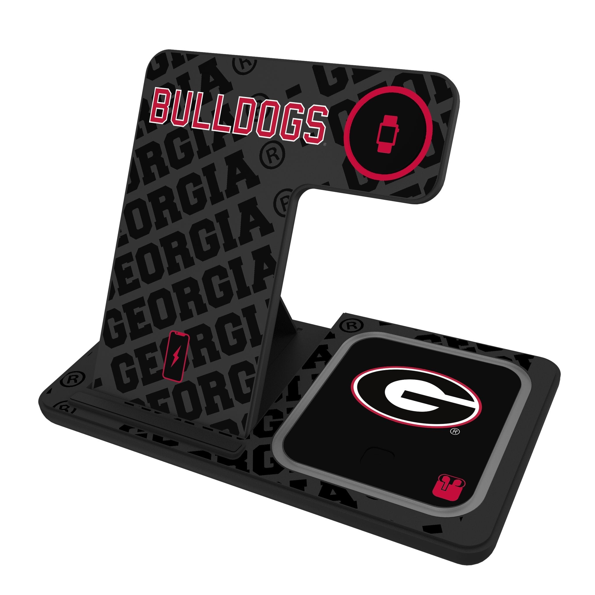 University of Georgia Bulldogs Monocolor Tilt 3 in 1 Charging Station - Sports Gifts, Sports Memorabilia, Sports Collectibles, Fan Shop