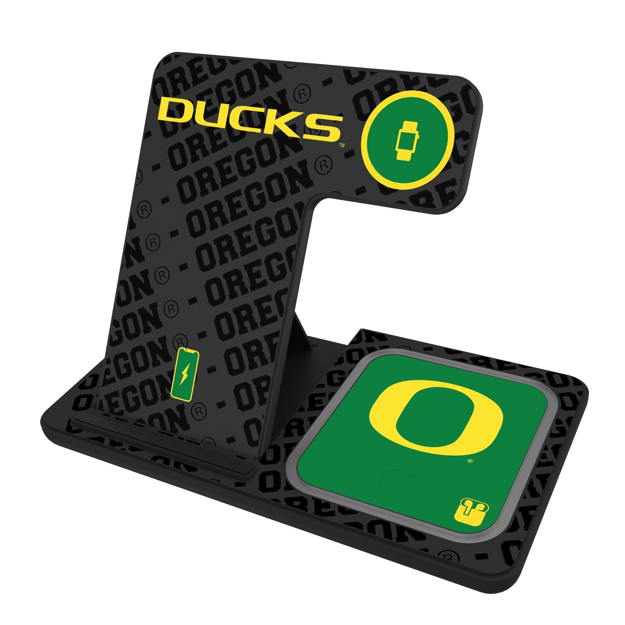 University of Oregon Ducks Monocolor Tilt 3 in 1 Charging Station - Sports Gifts, Sports Memorabilia, Sports Collectibles, Fan Shop