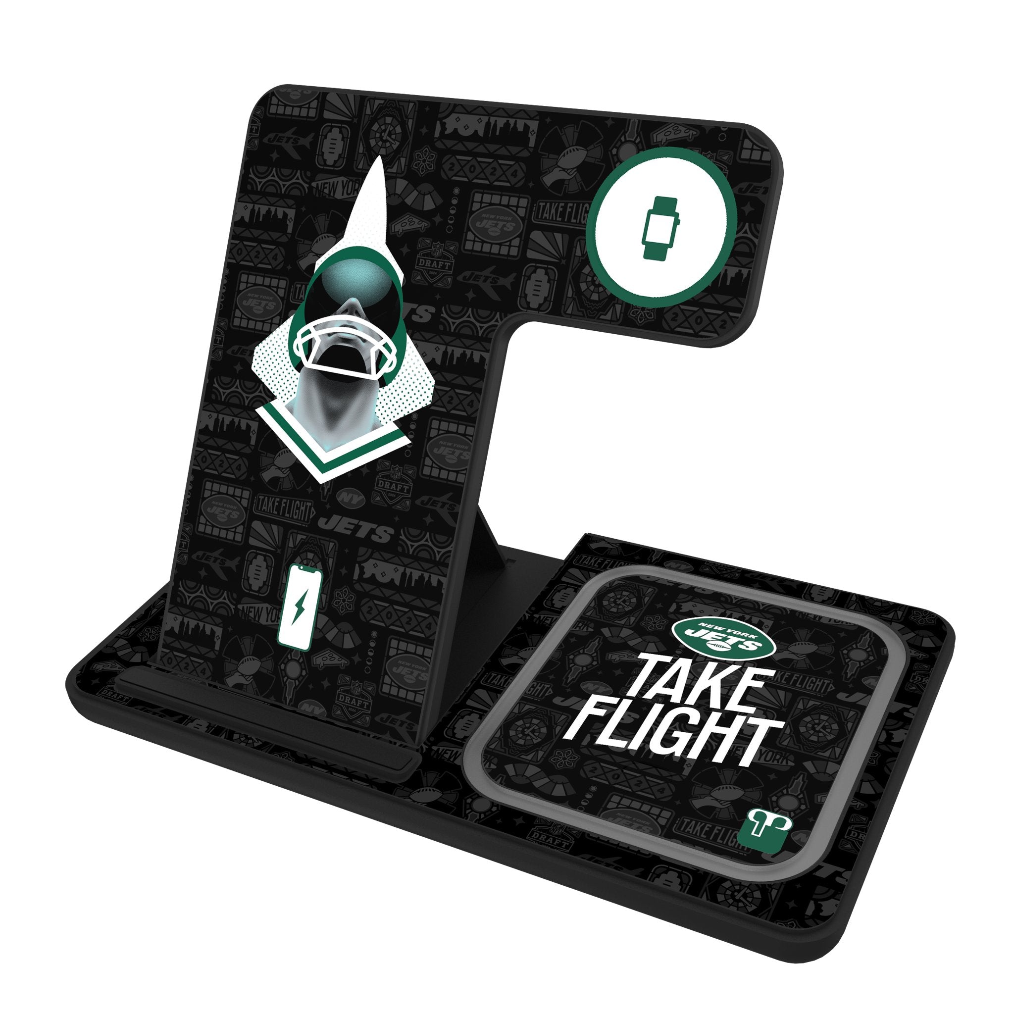 New York Jets 2024 Illustrated Limited Edition 3 in 1 Charging Station - Sports Gifts, Sports Memorabilia, Sports Collectibles, Fan Shop